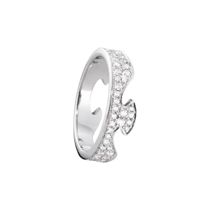 Fusion End Pavé 18K White Gold Ring w. Diamonds
