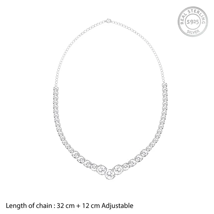GIVA Silver Classic Zirconia Necklace Giva