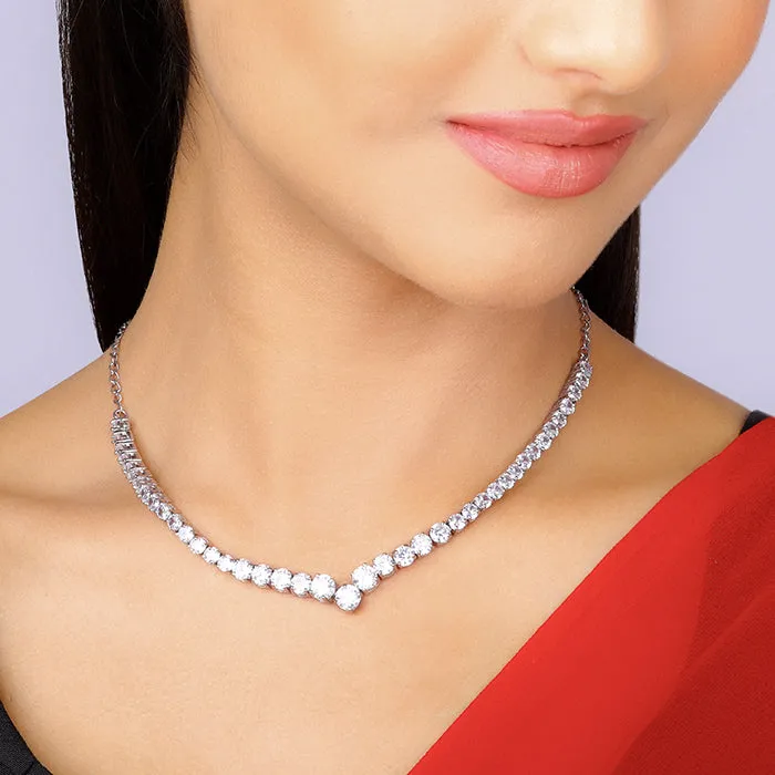GIVA Silver Classic Zirconia Necklace Giva
