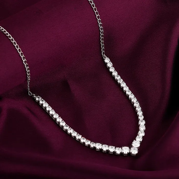GIVA Silver Classic Zirconia Necklace Giva