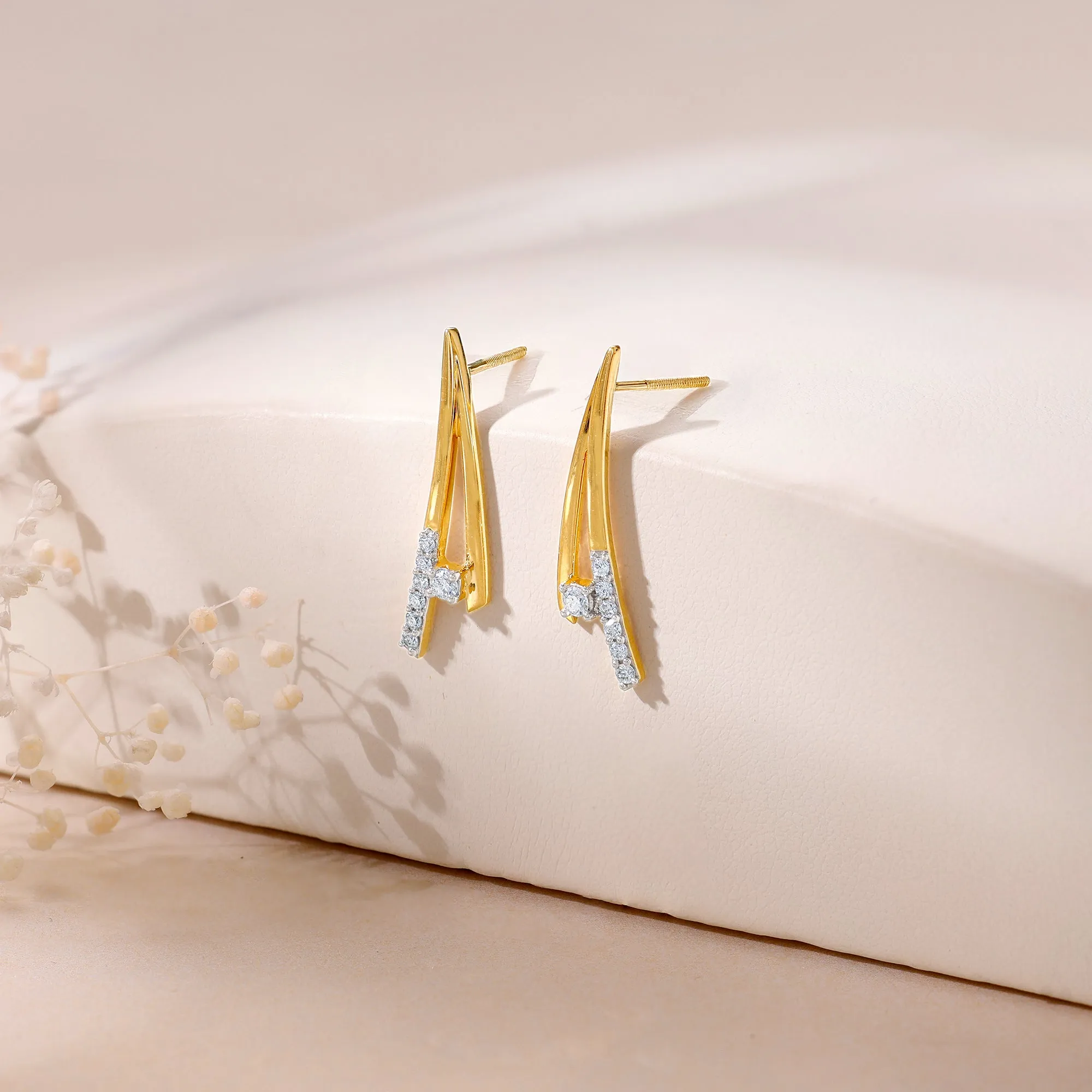 Gold Abstract Diamond Earrings Giva