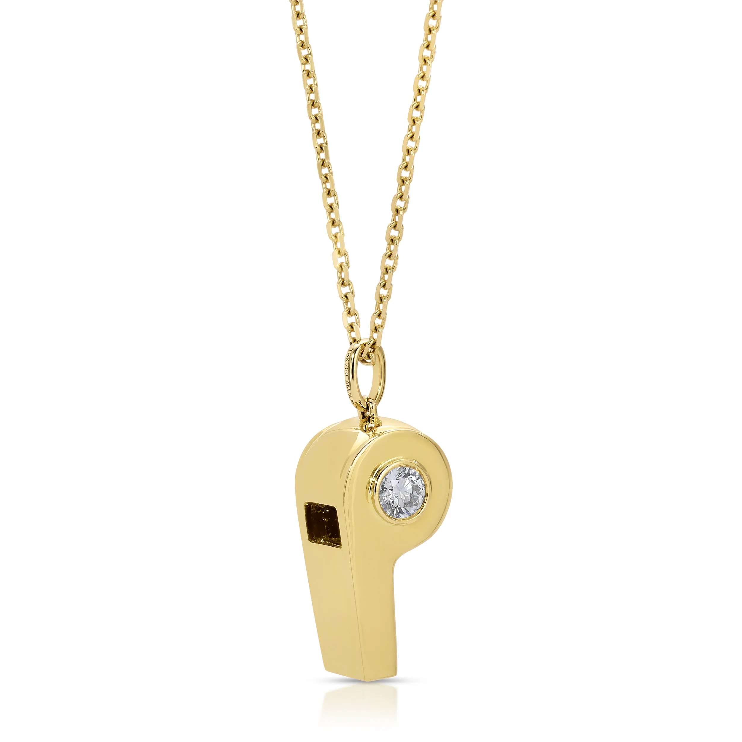 GOLD AND ROUND DIAMOND BABY WHISTLE Anita Ko