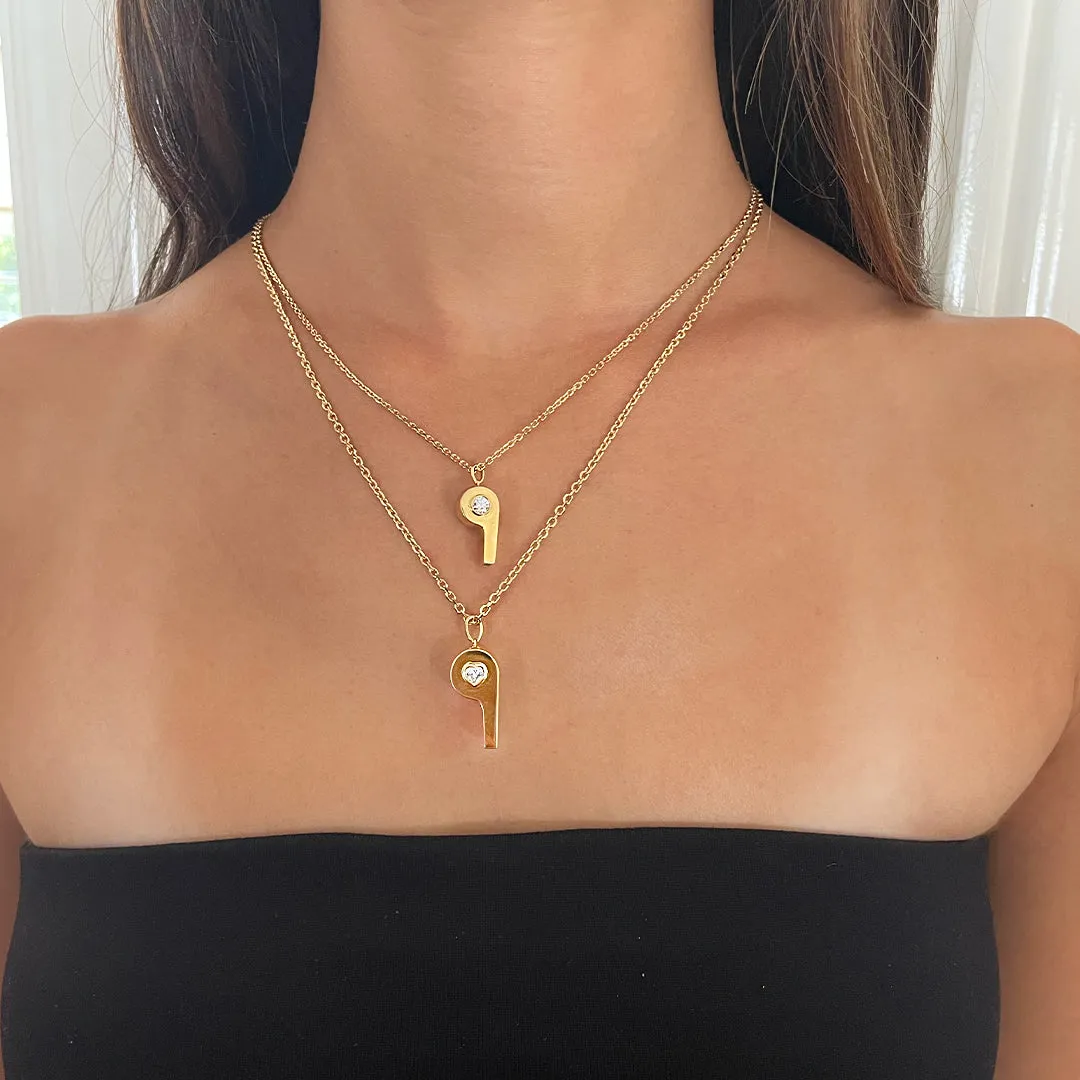 GOLD AND ROUND DIAMOND BABY WHISTLE Anita Ko