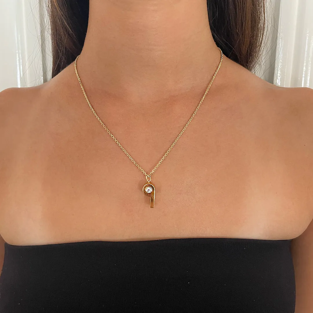 GOLD AND ROUND DIAMOND BABY WHISTLE Anita Ko