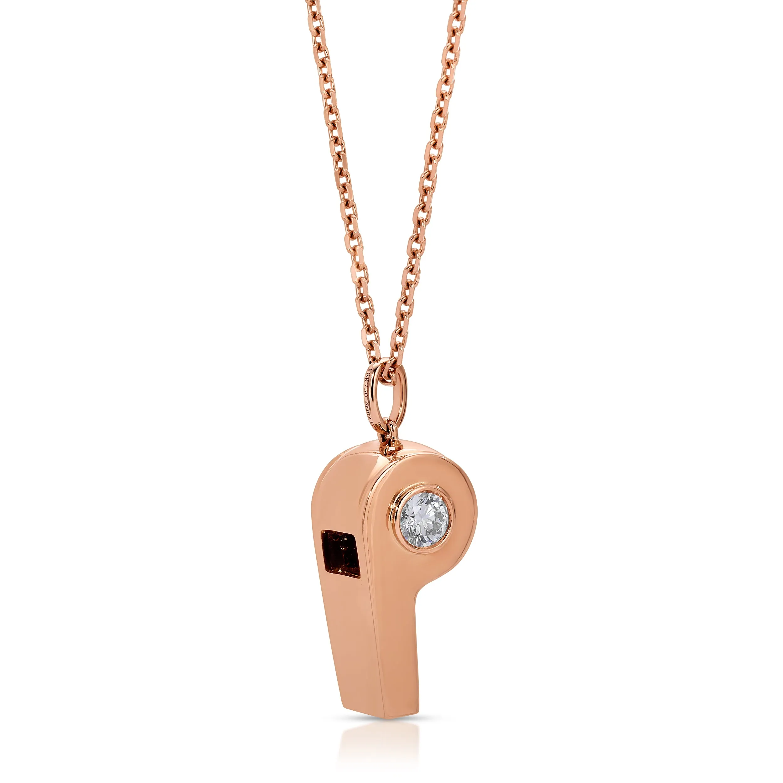 GOLD AND ROUND DIAMOND BABY WHISTLE Anita Ko