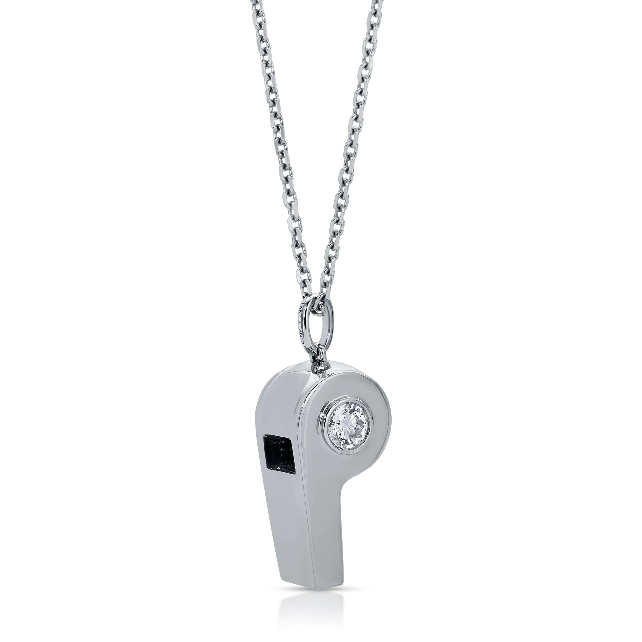 GOLD AND ROUND DIAMOND BABY WHISTLE Anita Ko