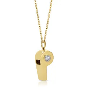 GOLD AND ROUND DIAMOND BABY WHISTLE Anita Ko