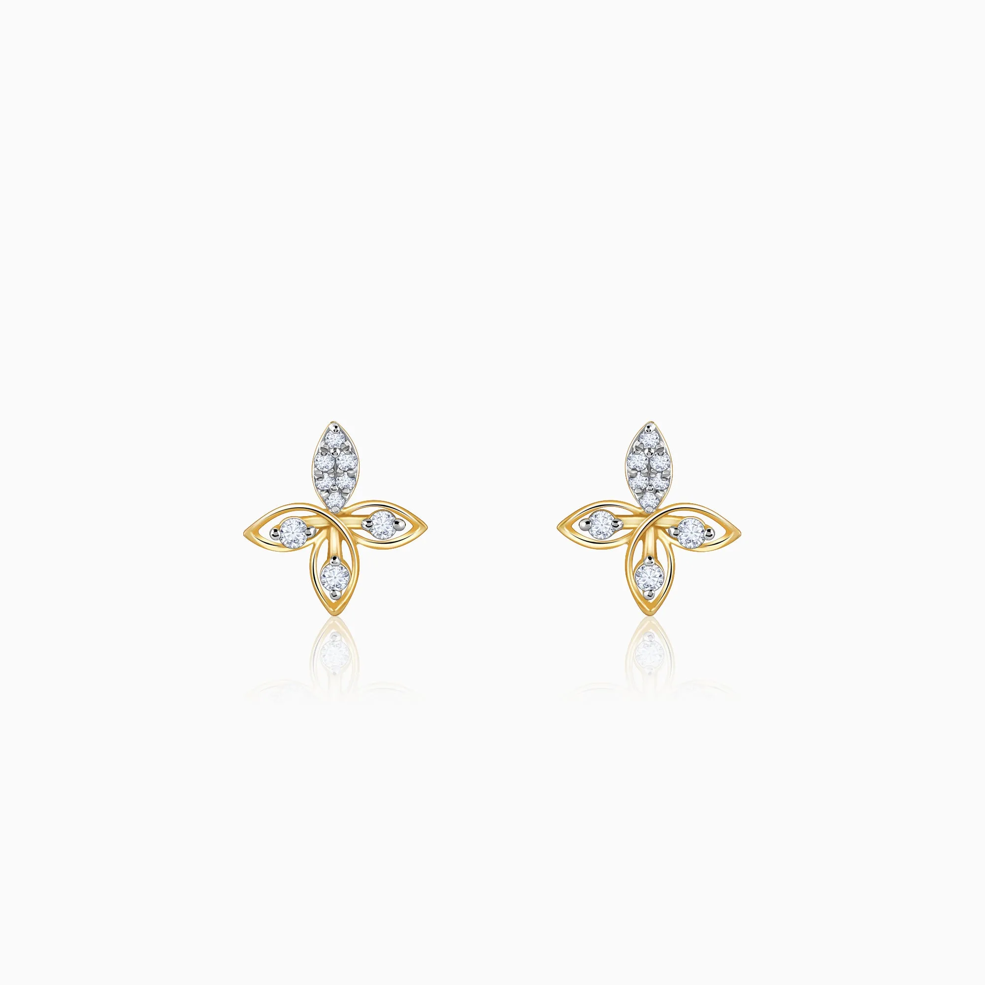 Gold Auric Flower Diamond Earrings Giva