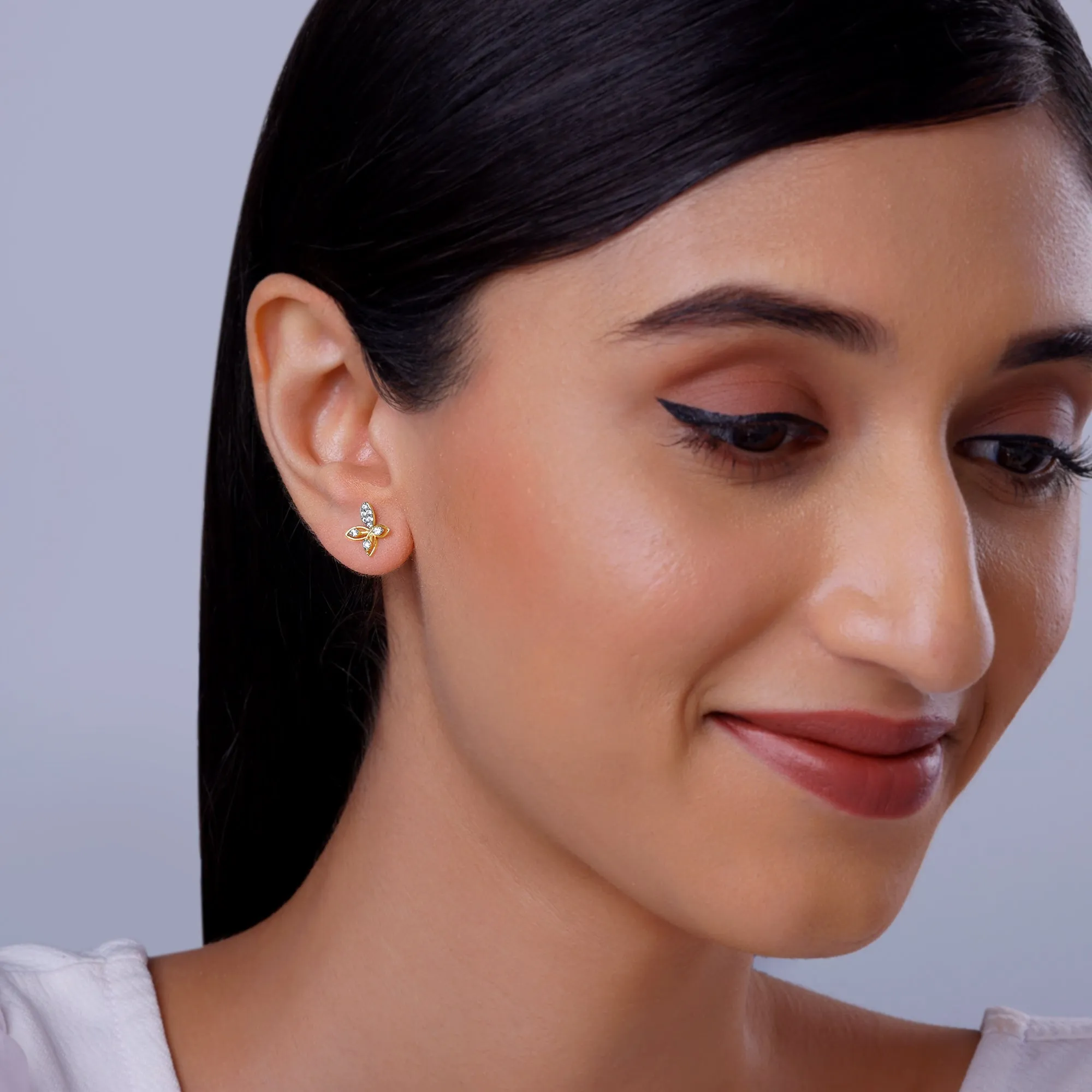 Gold Auric Flower Diamond Earrings Giva