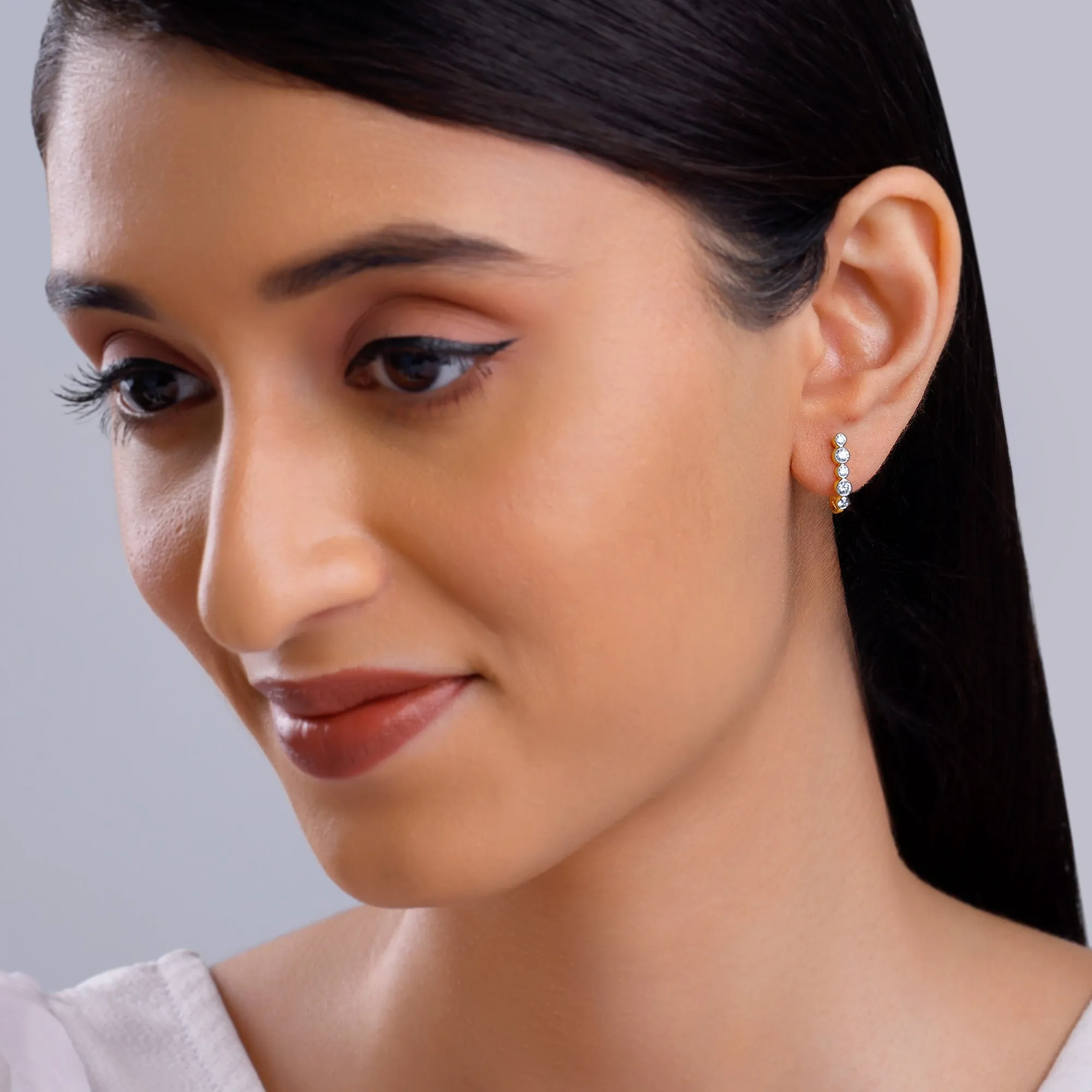 Gold Bellona J-hoop Diamond Earrings Giva