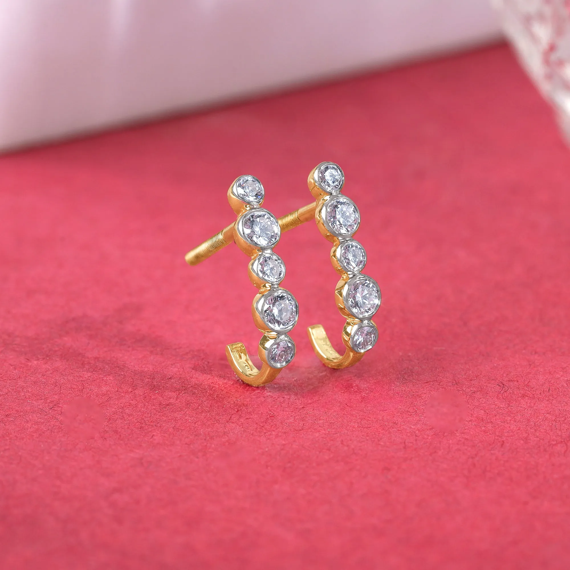 Gold Bellona J-hoop Diamond Earrings Giva