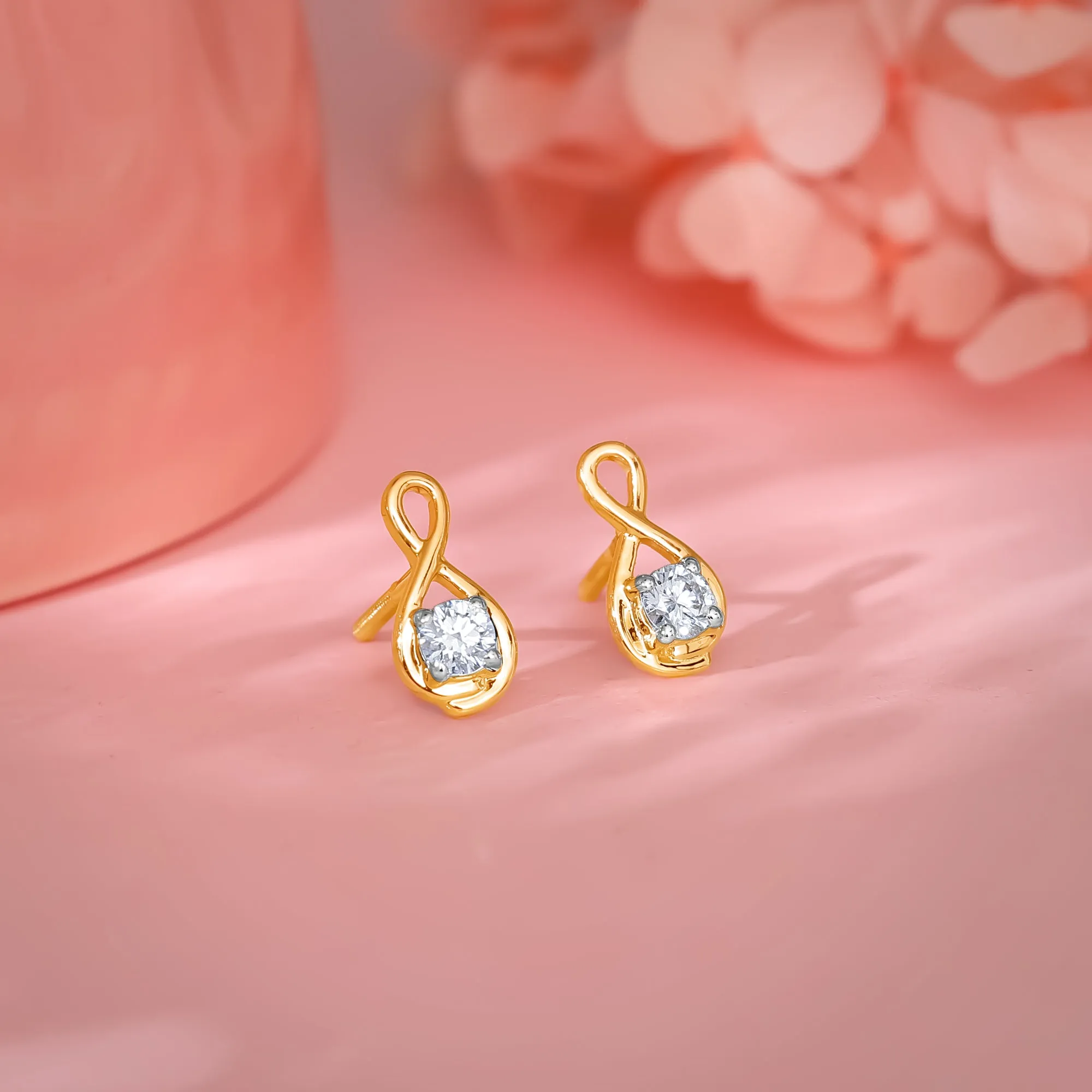Gold Boundless Solitaire Diamond Studs Giva