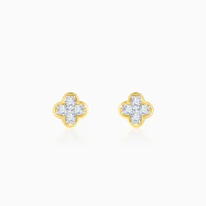 Gold Clover Leaf Diamond Earrings Giva