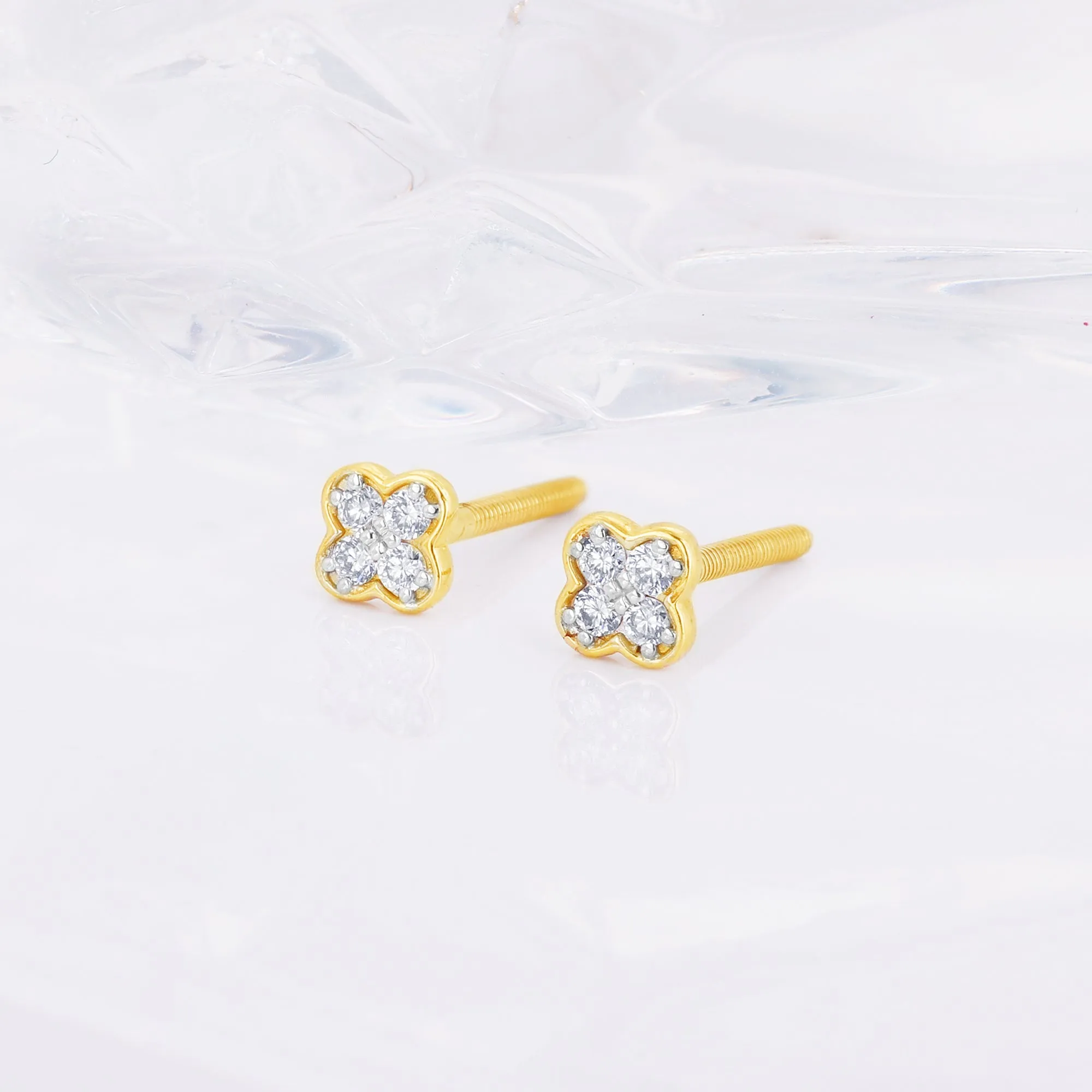 Gold Clover Leaf Diamond Earrings Giva