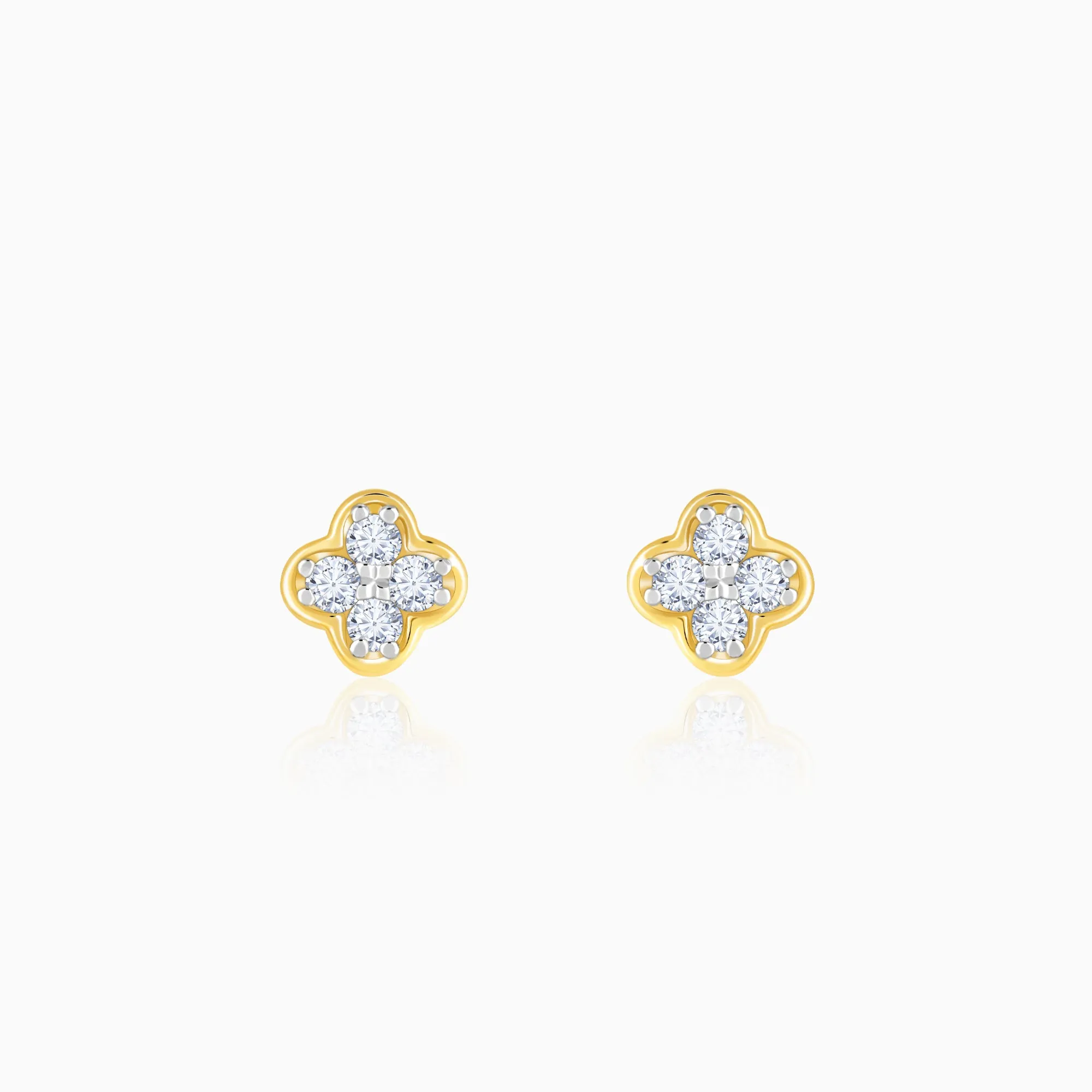 Gold Clover Leaf Diamond Earrings Giva