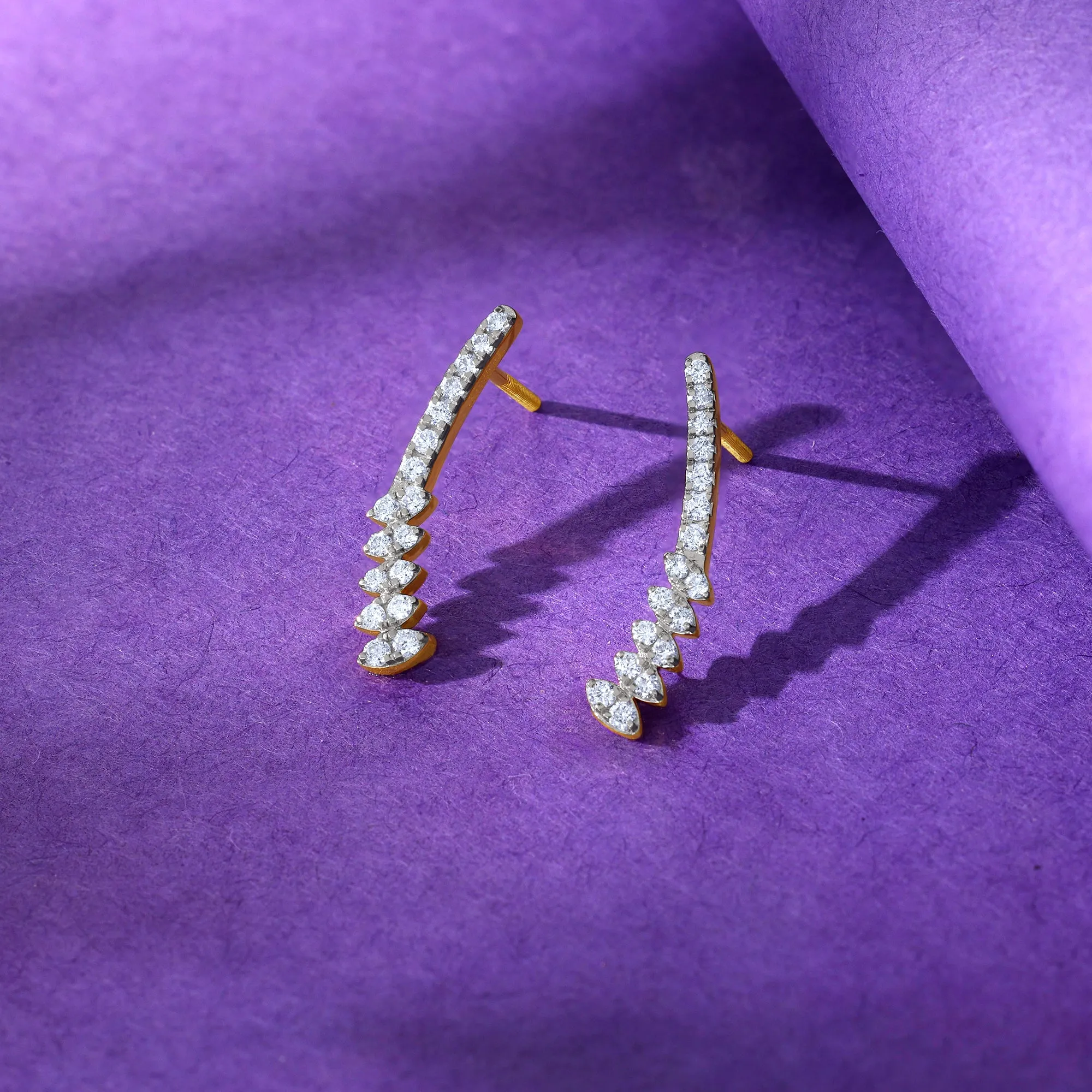 Gold Curve Diamond Earrings Giva