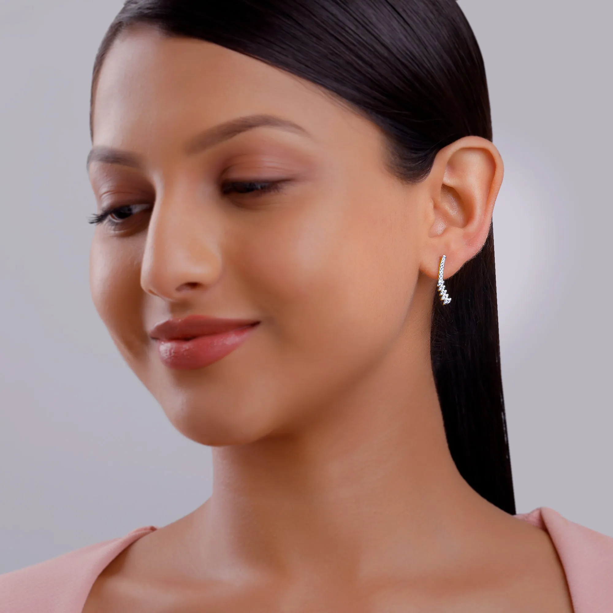 Gold Curve Diamond Earrings Giva