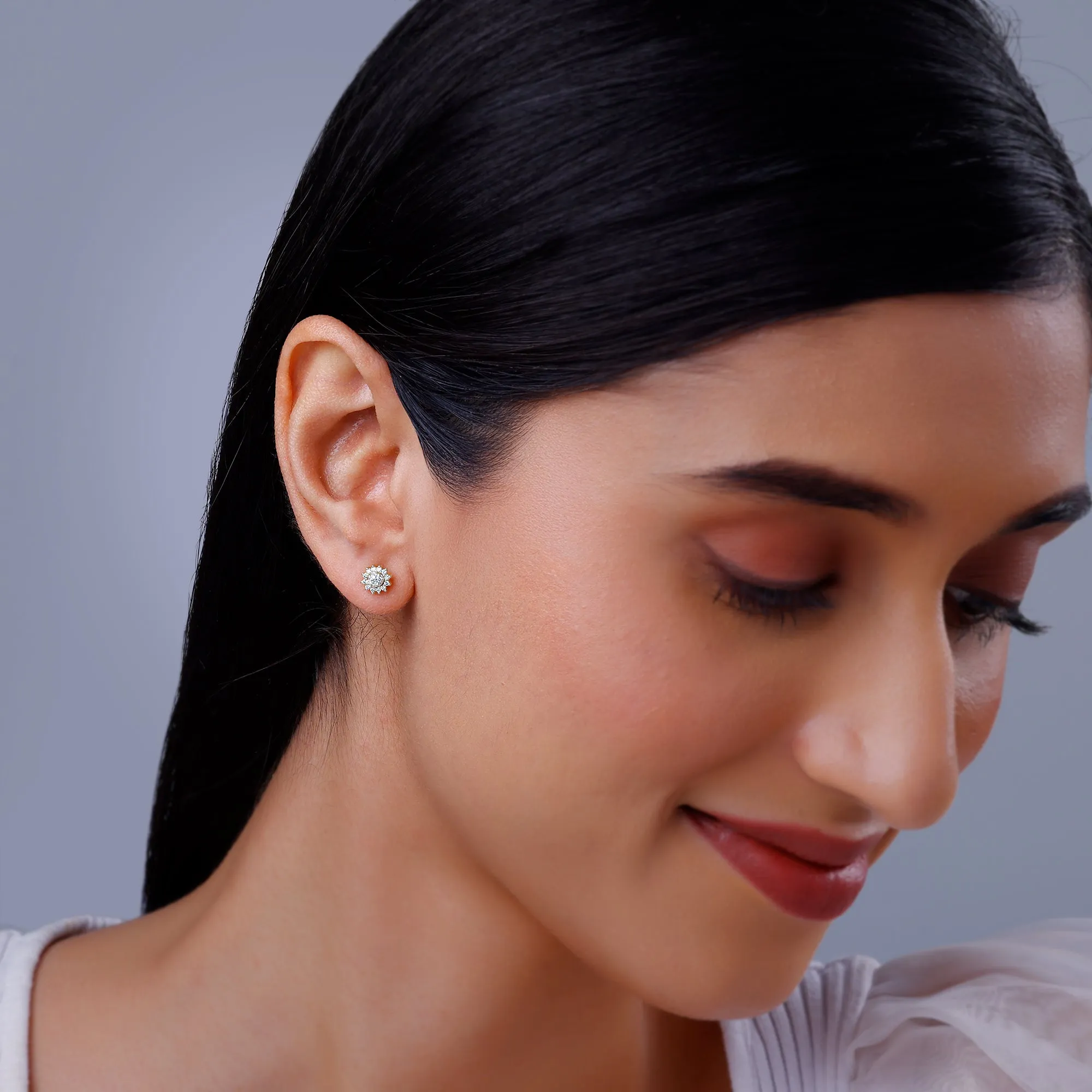Gold Daisy Diamond Earrings Giva