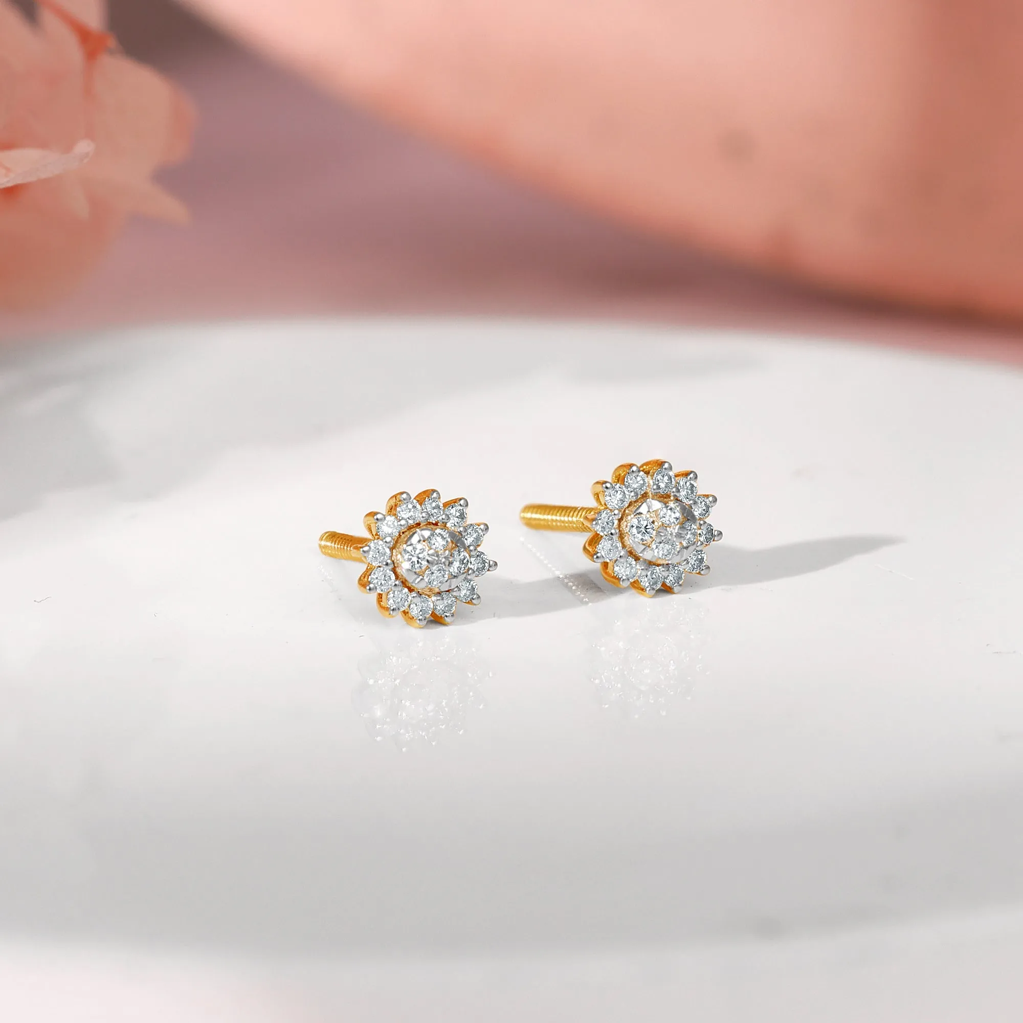 Gold Daisy Diamond Earrings Giva