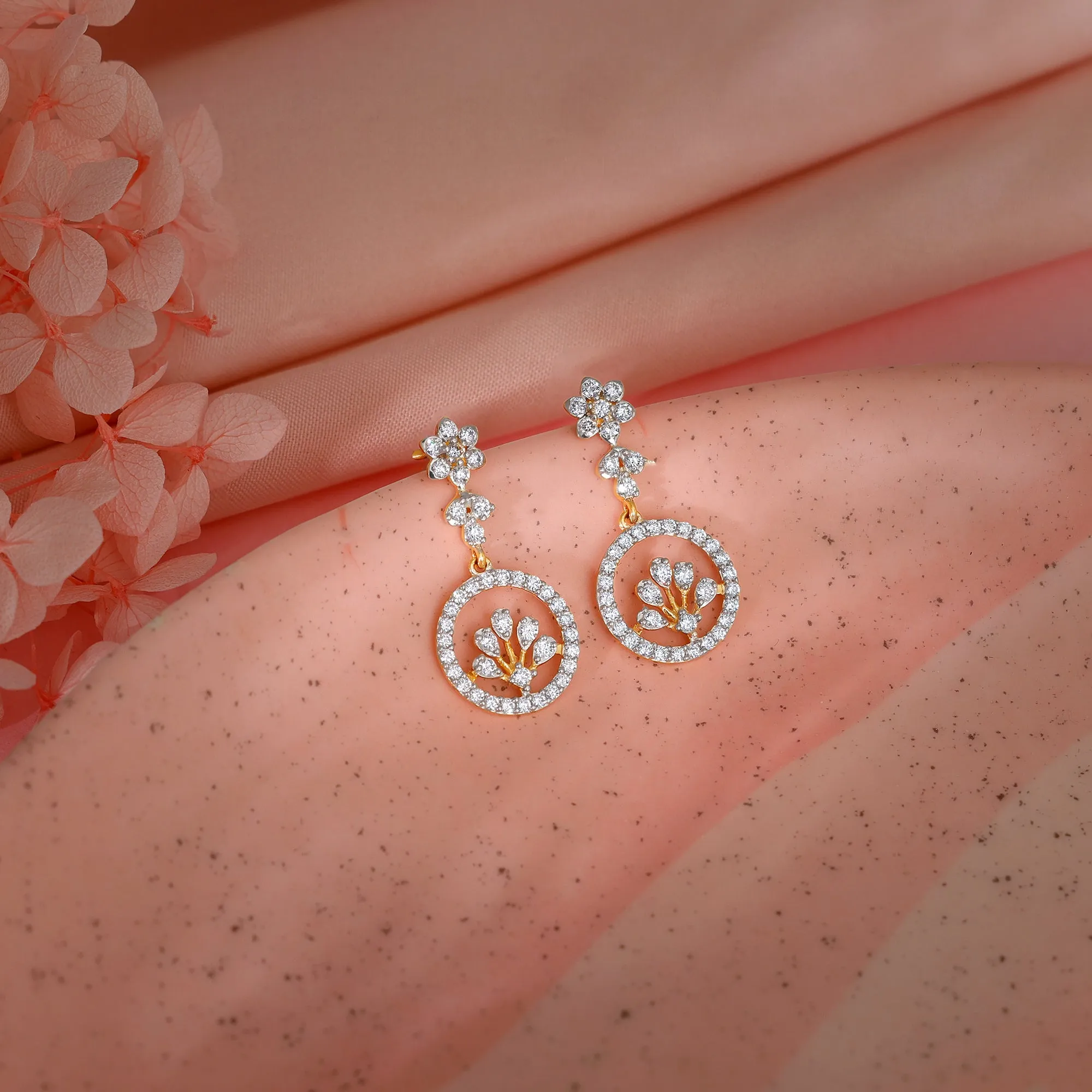 Gold Daisy Loop Diamond Earrings Giva