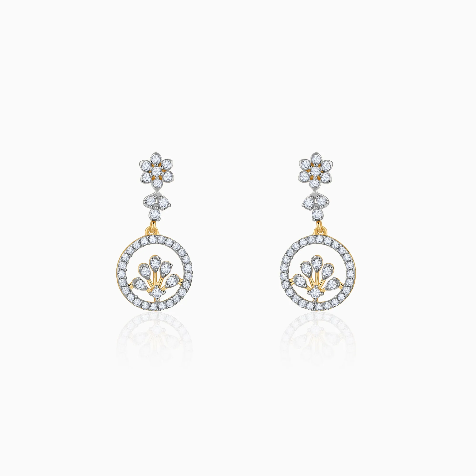 Gold Daisy Loop Diamond Earrings Giva