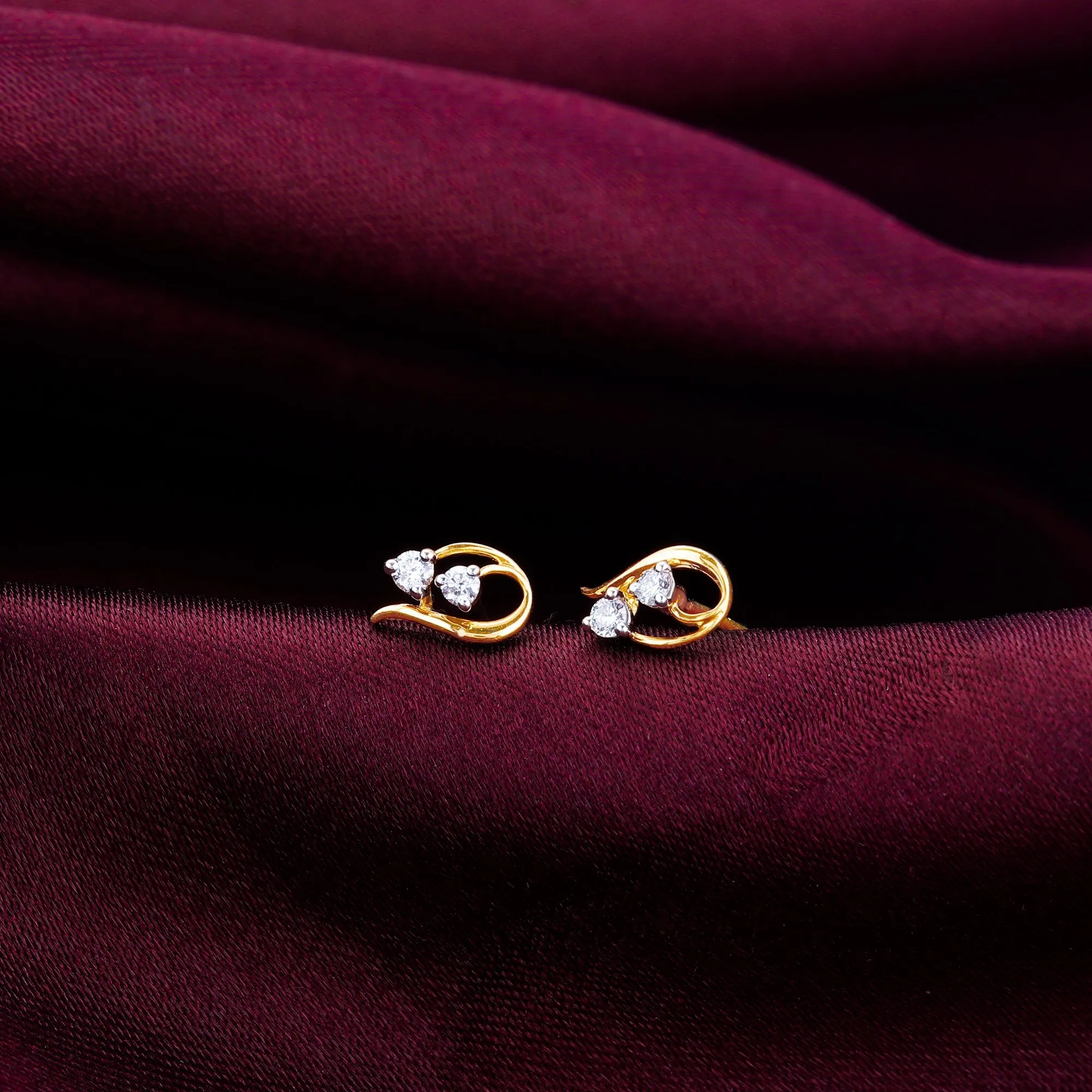 Gold Elegant Twirl Diamond Stud Earrings Giva