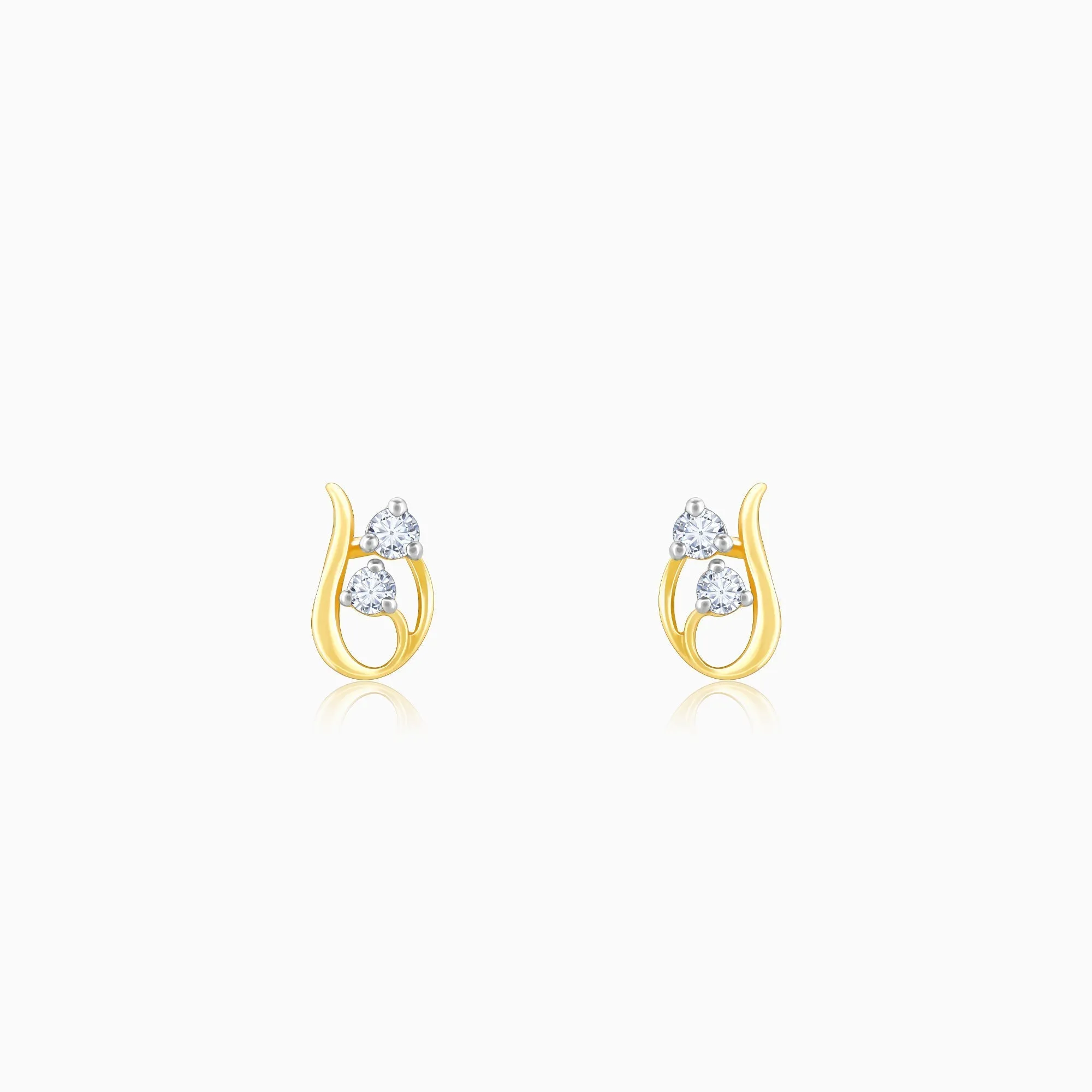 Gold Elegant Twirl Diamond Stud Earrings Giva