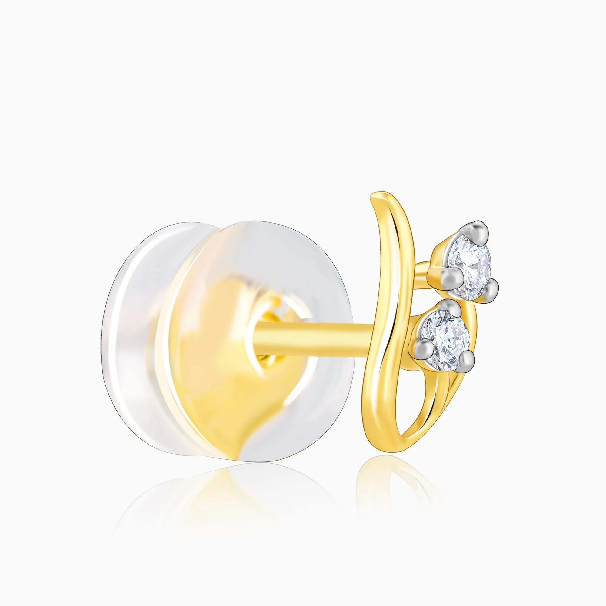 Gold Elegant Twirl Diamond Stud Earrings Giva