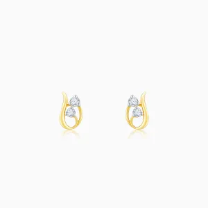 Gold Elegant Twirl Diamond Stud Earrings Giva