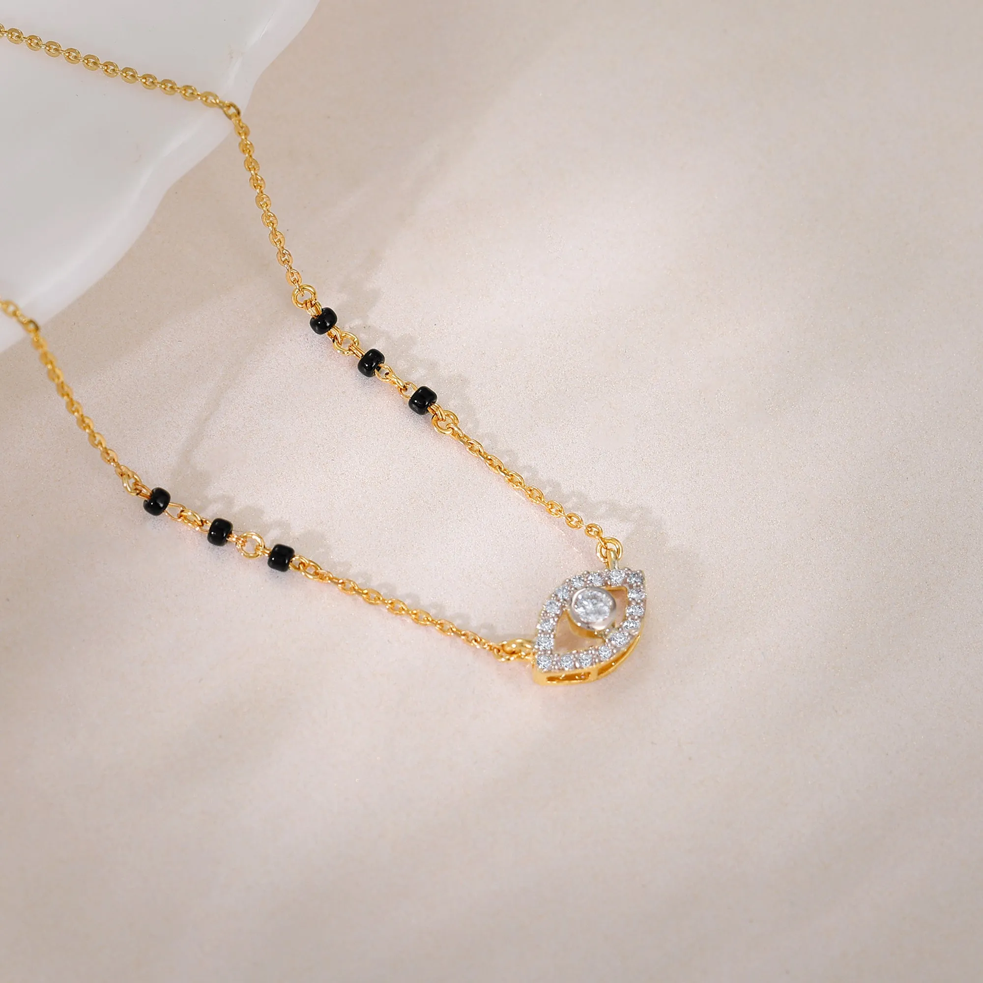Gold Evil Eye Diamond Mangalsutra Giva