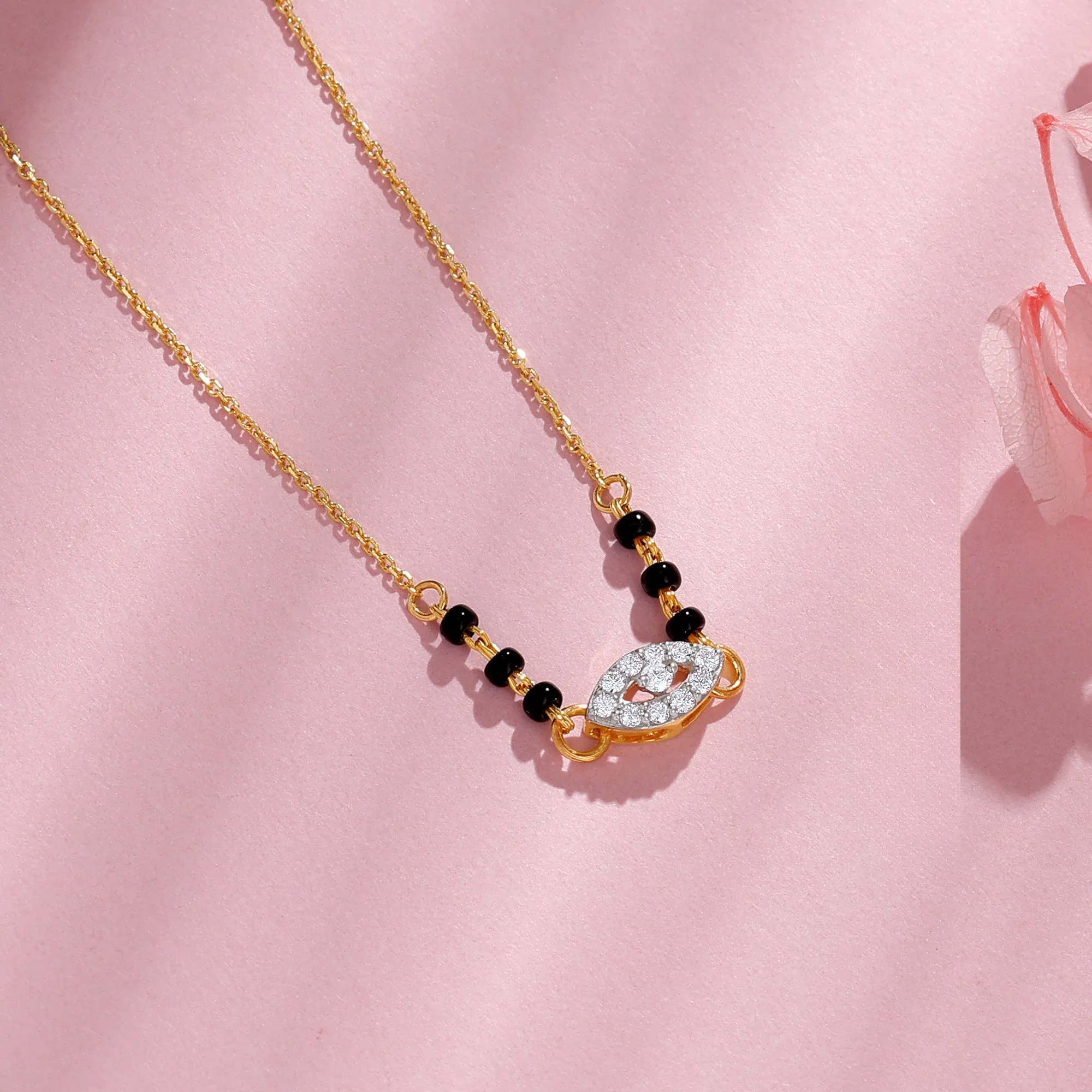 Gold Evil Eye Diamond Mangalsutra Giva