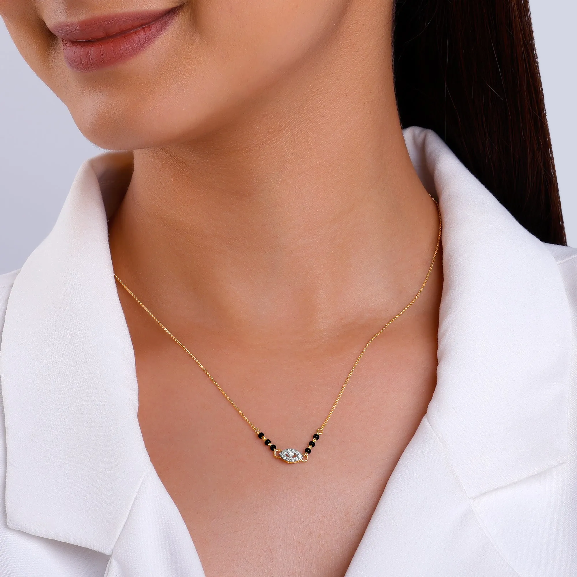 Gold Evil Eye Diamond Mangalsutra Giva