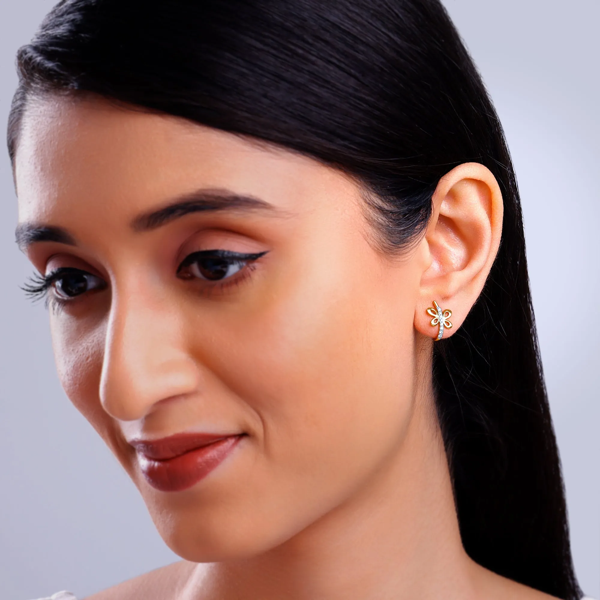 Gold Fides J-hoop Diamond Earrings Giva