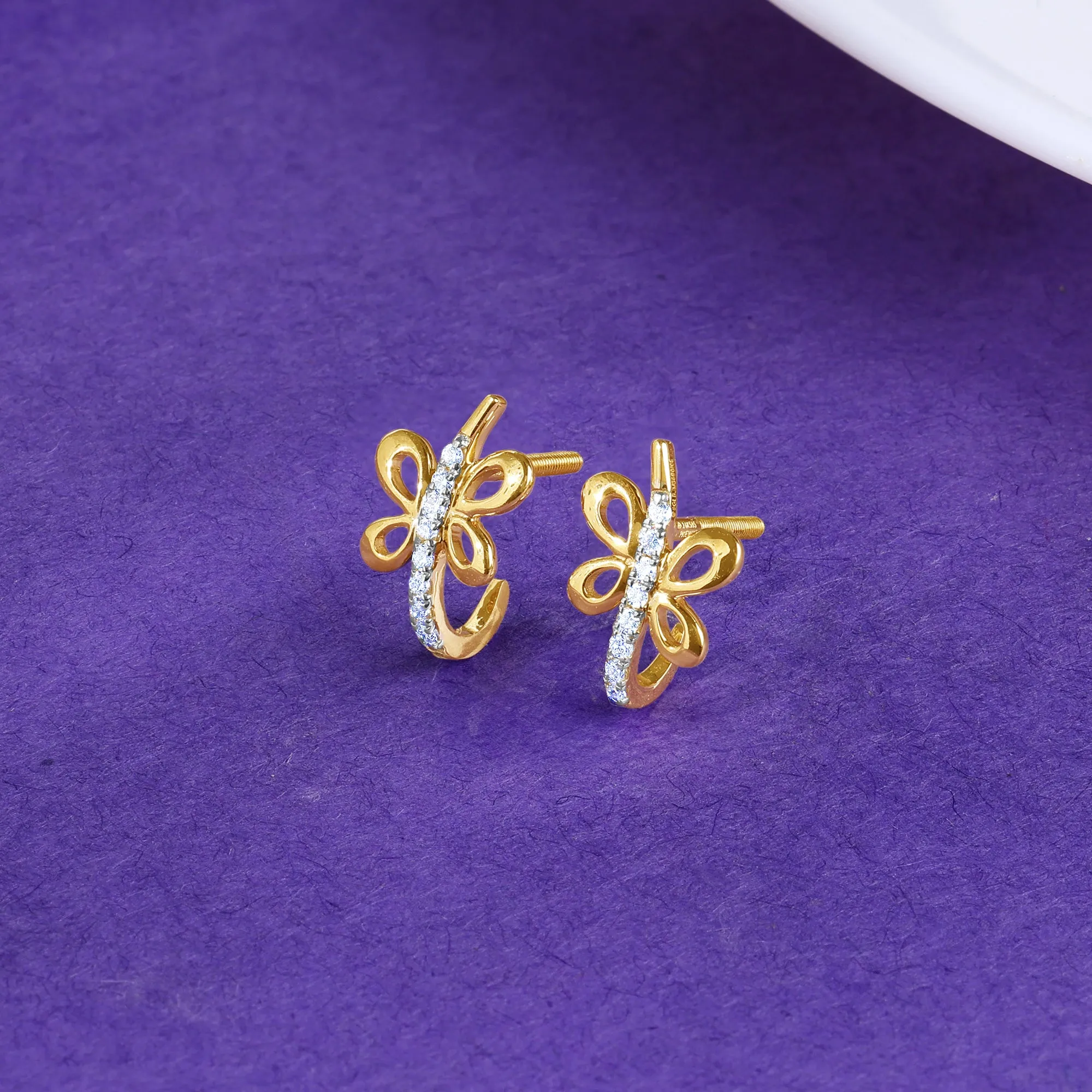 Gold Fides J-hoop Diamond Earrings Giva
