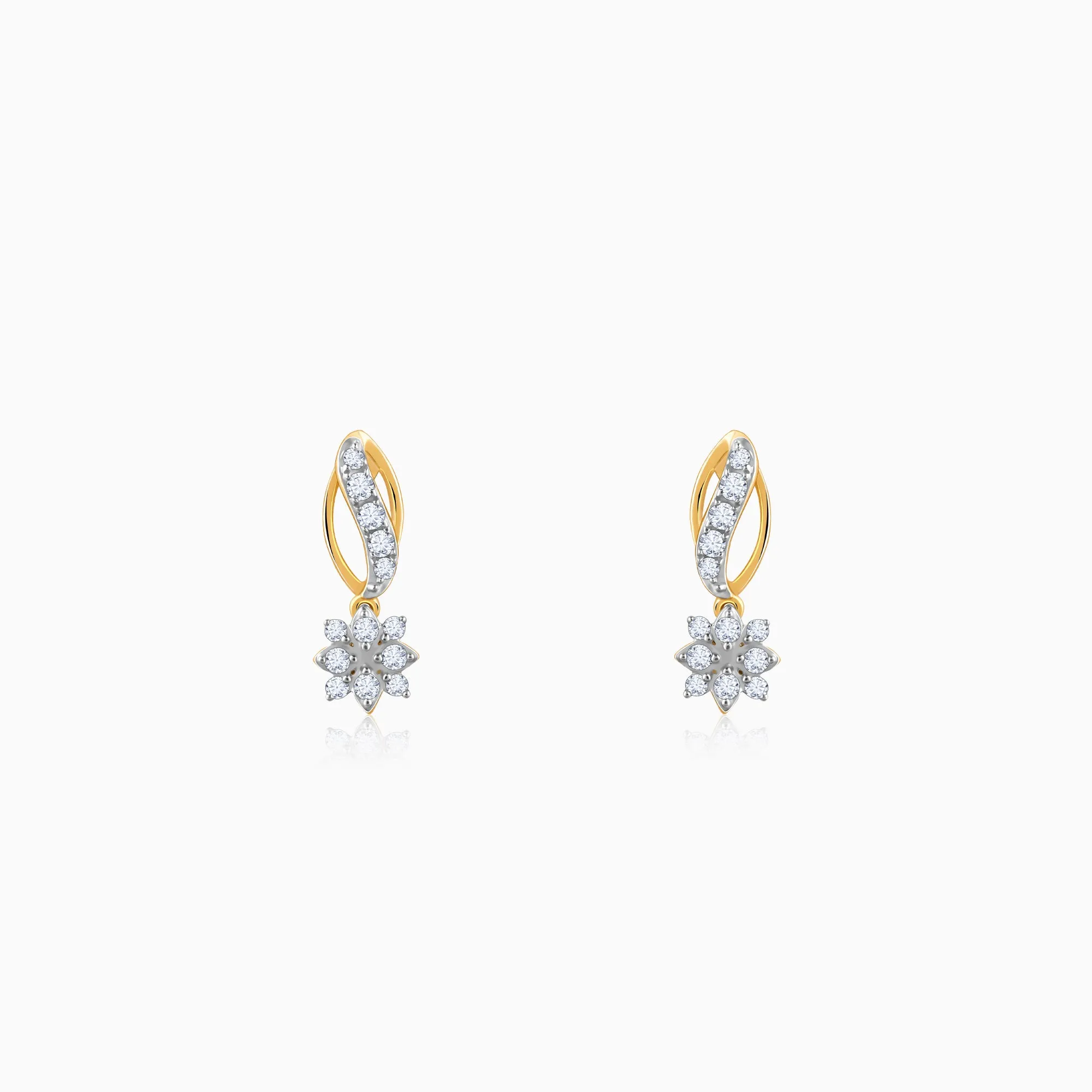 Gold Flora Flow Diamond Earrings Giva