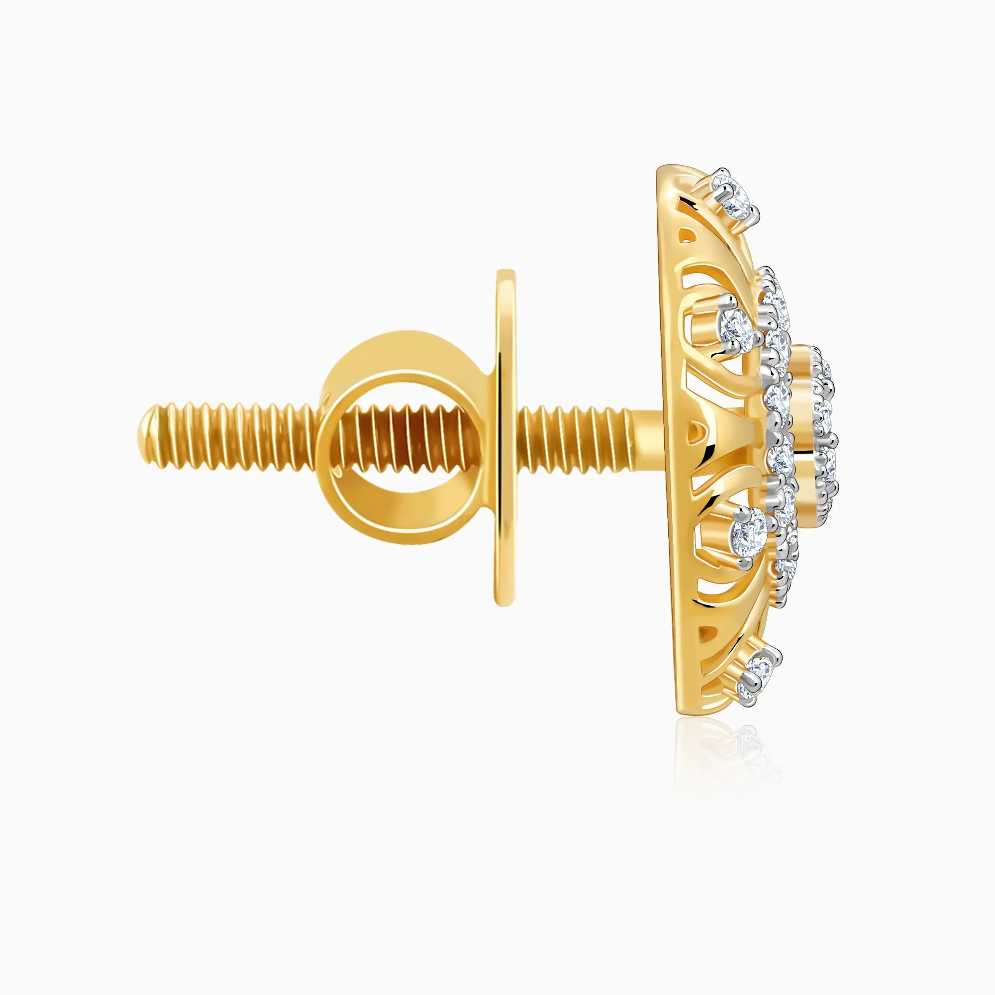 Gold Floral Charm Diamond Earrings Giva