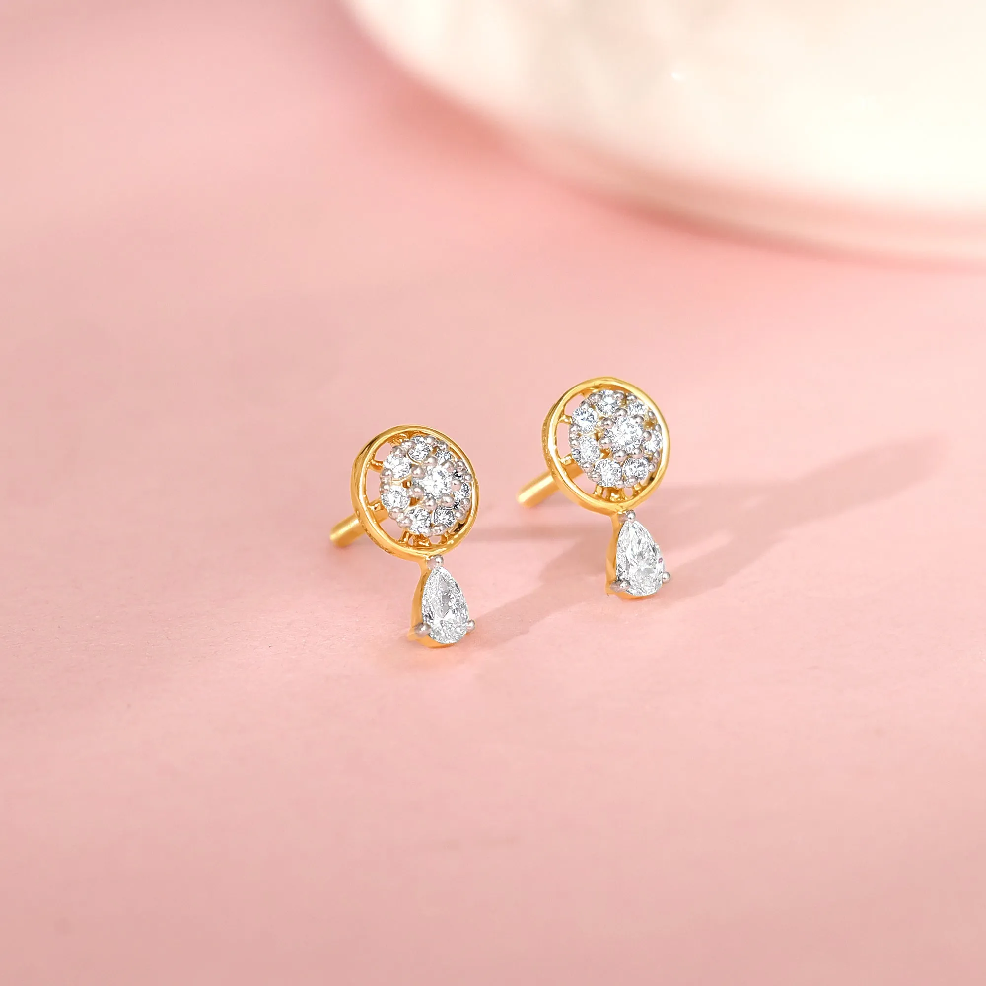 Gold Floral Dangling Diamond Earrings Giva