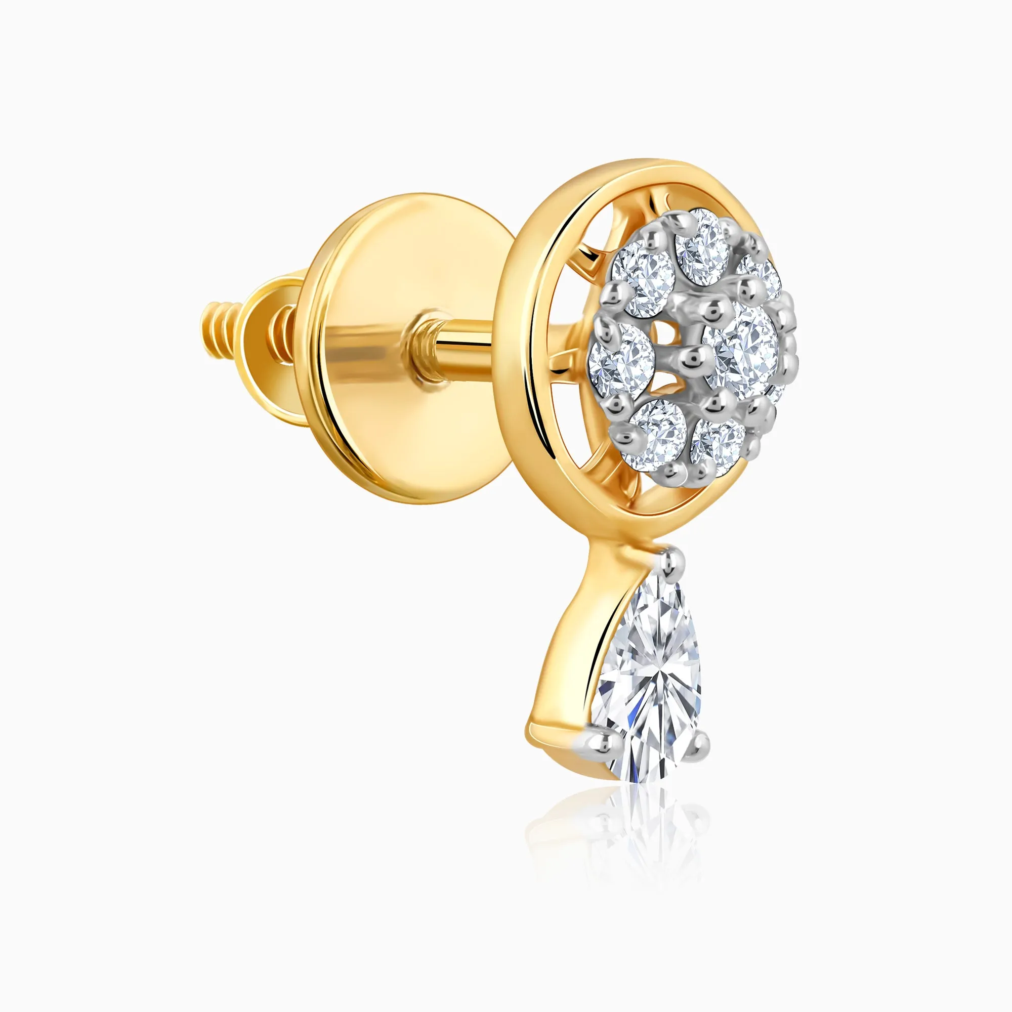 Gold Floral Dangling Diamond Earrings Giva