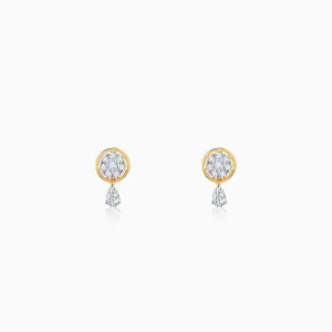Gold Floral Dangling Diamond Earrings Giva