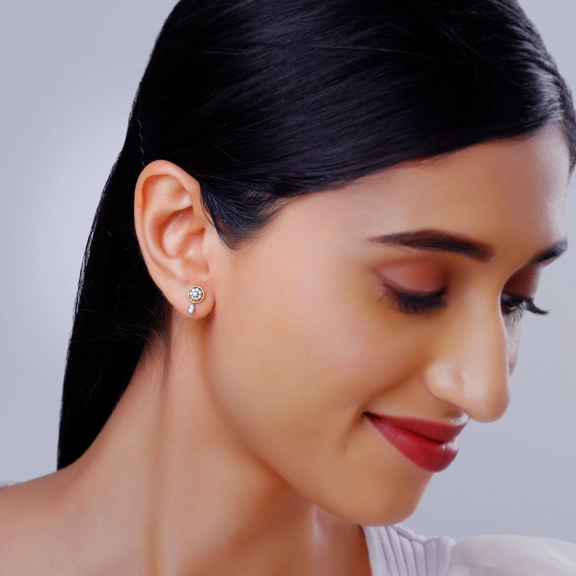 Gold Floral Dangling Diamond Earrings Giva