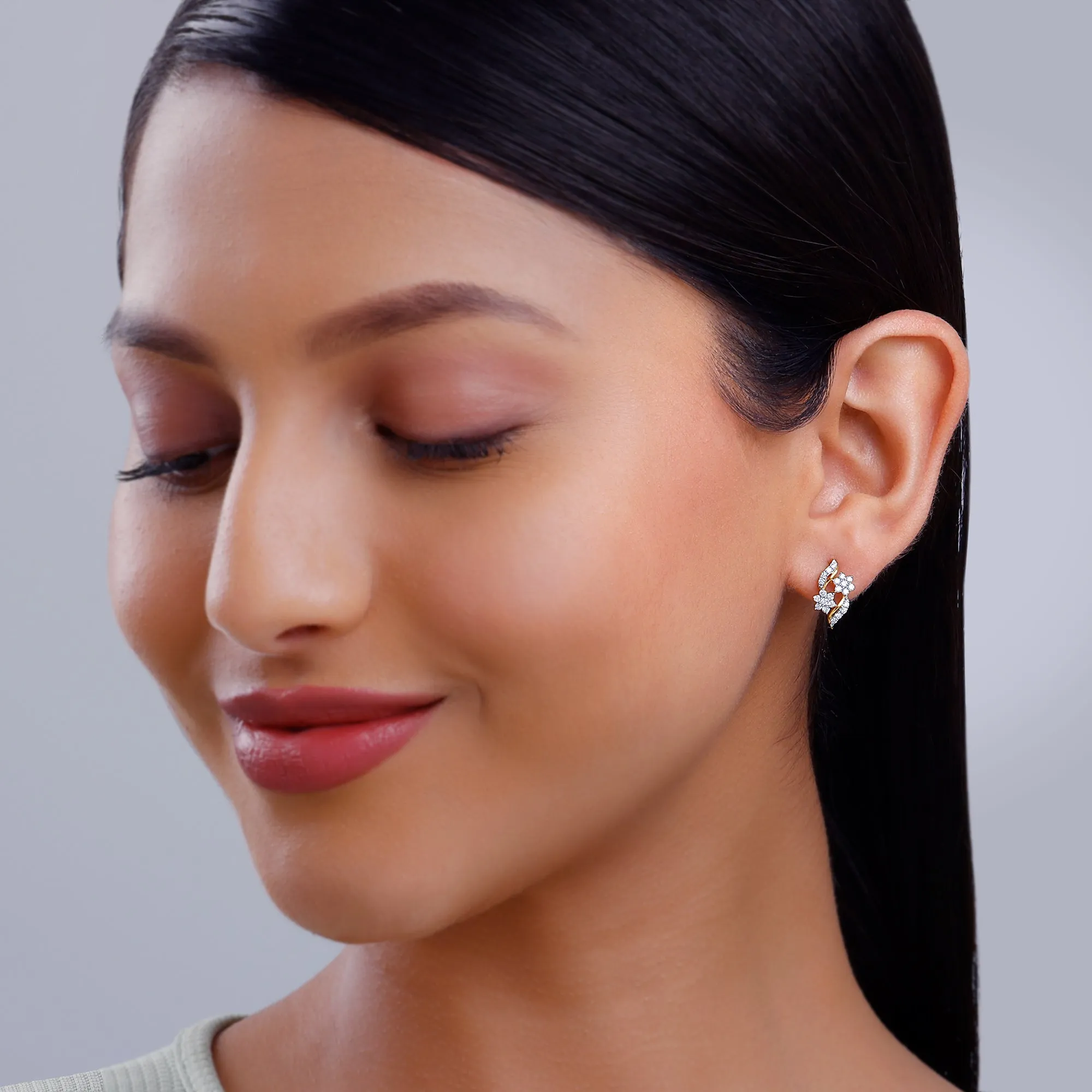 Gold Floral Magic Diamond Earrings Giva