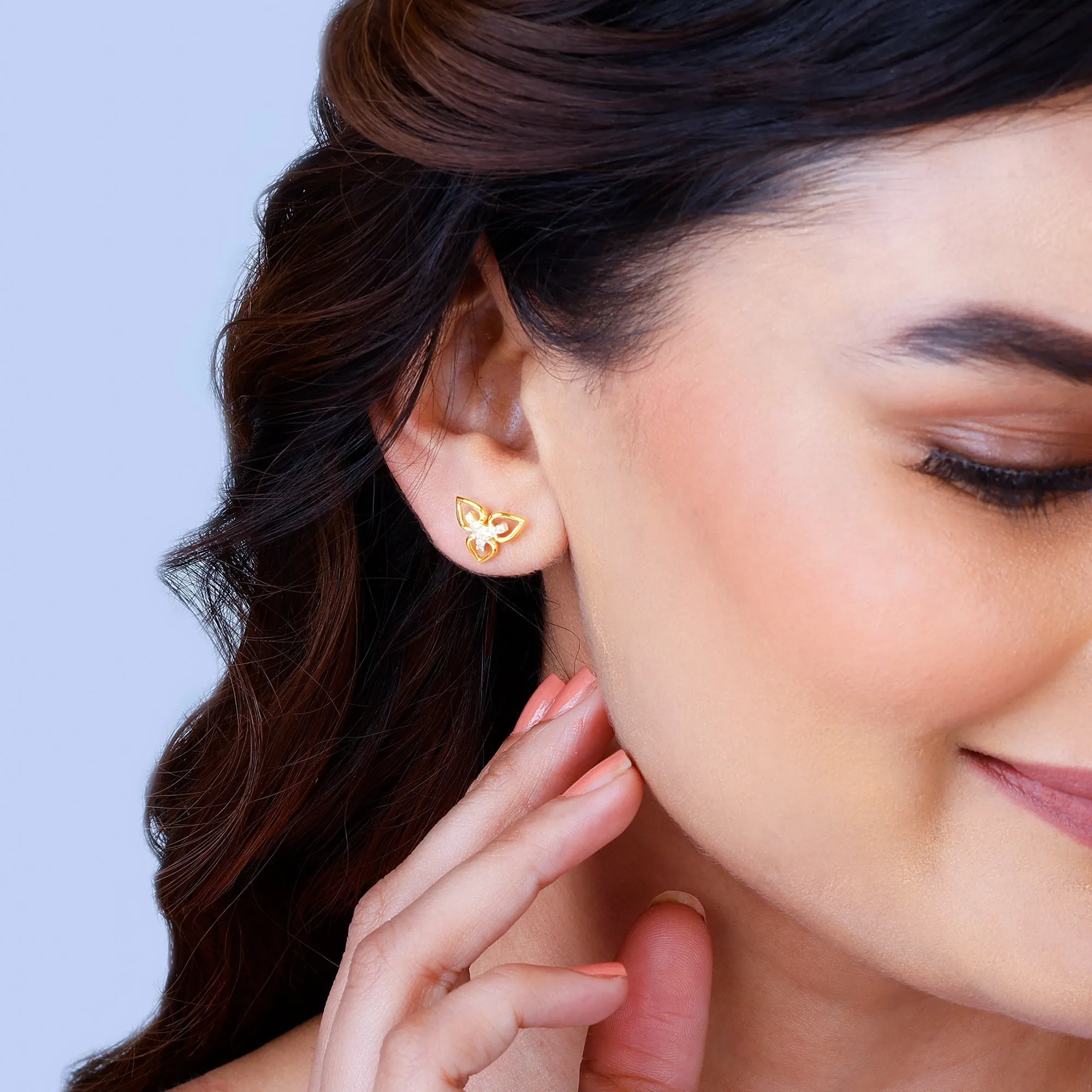 Gold Floral Triad Diamond Earrings Giva