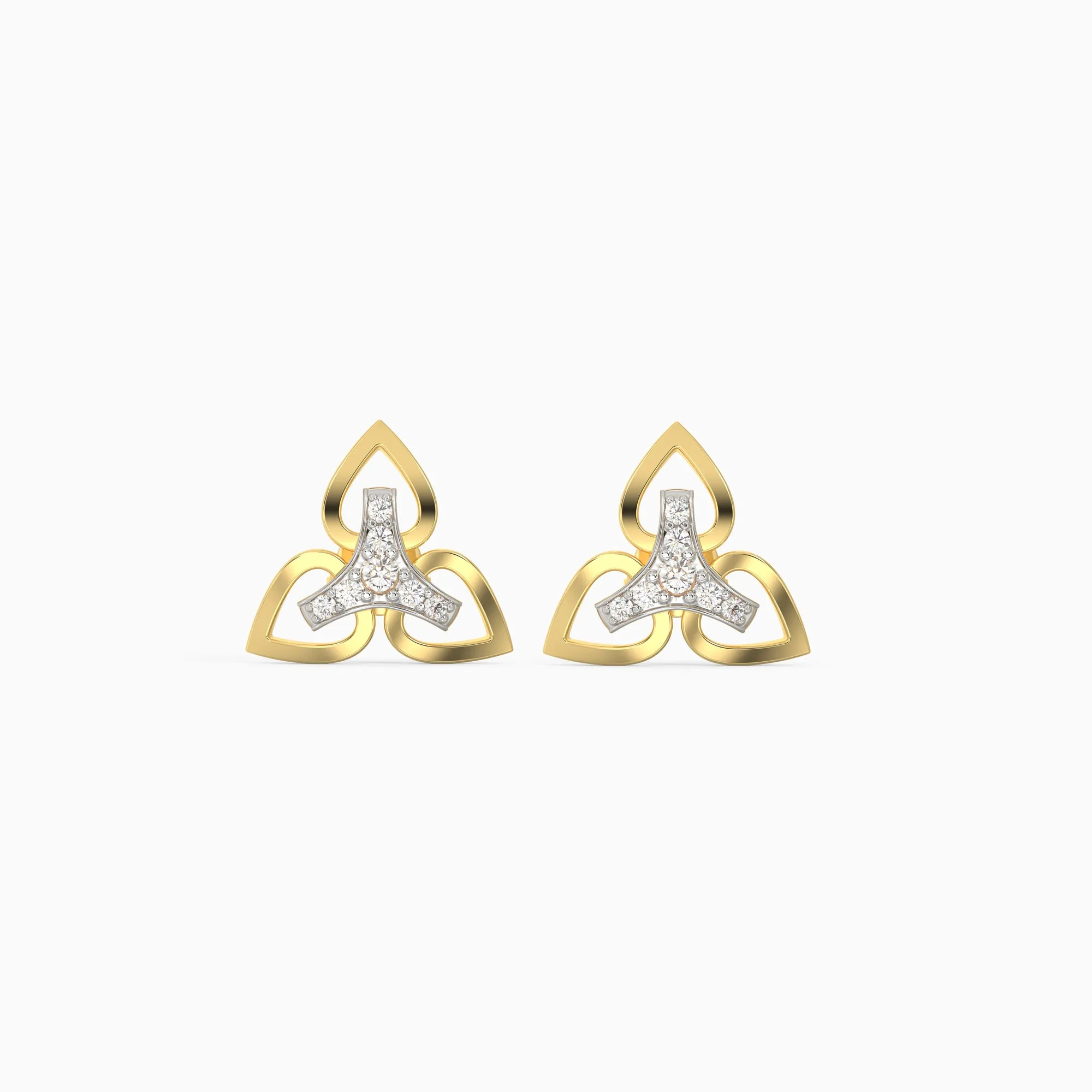 Gold Floral Triad Diamond Earrings Giva