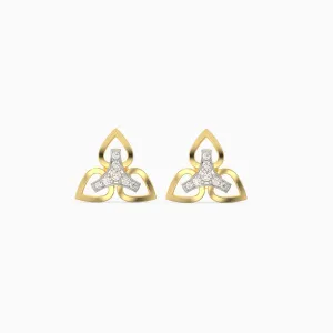 Gold Floral Triad Diamond Earrings Giva