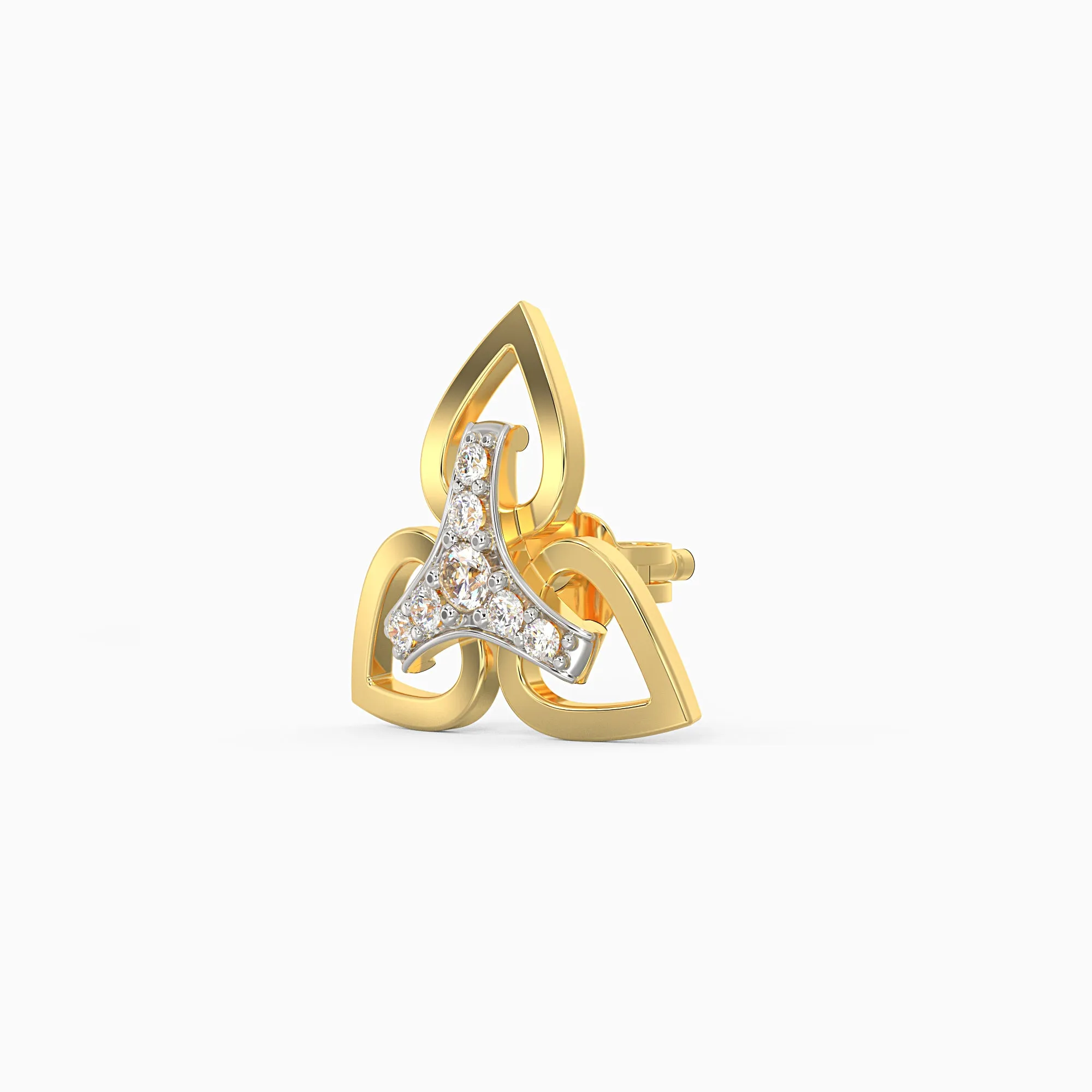 Gold Floral Triad Diamond Earrings Giva