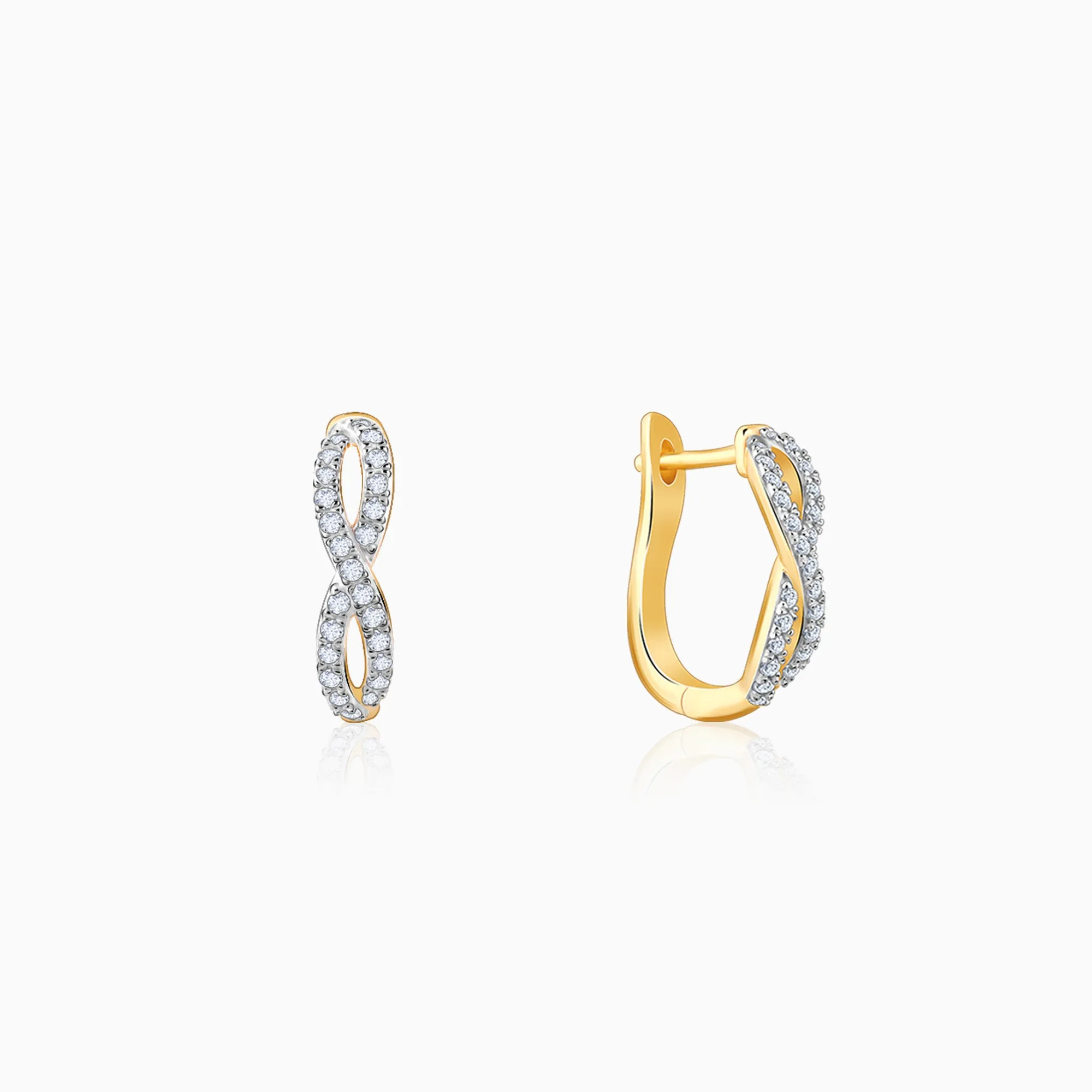 Gold Infinito J-Hoop Diamond Earrings Giva