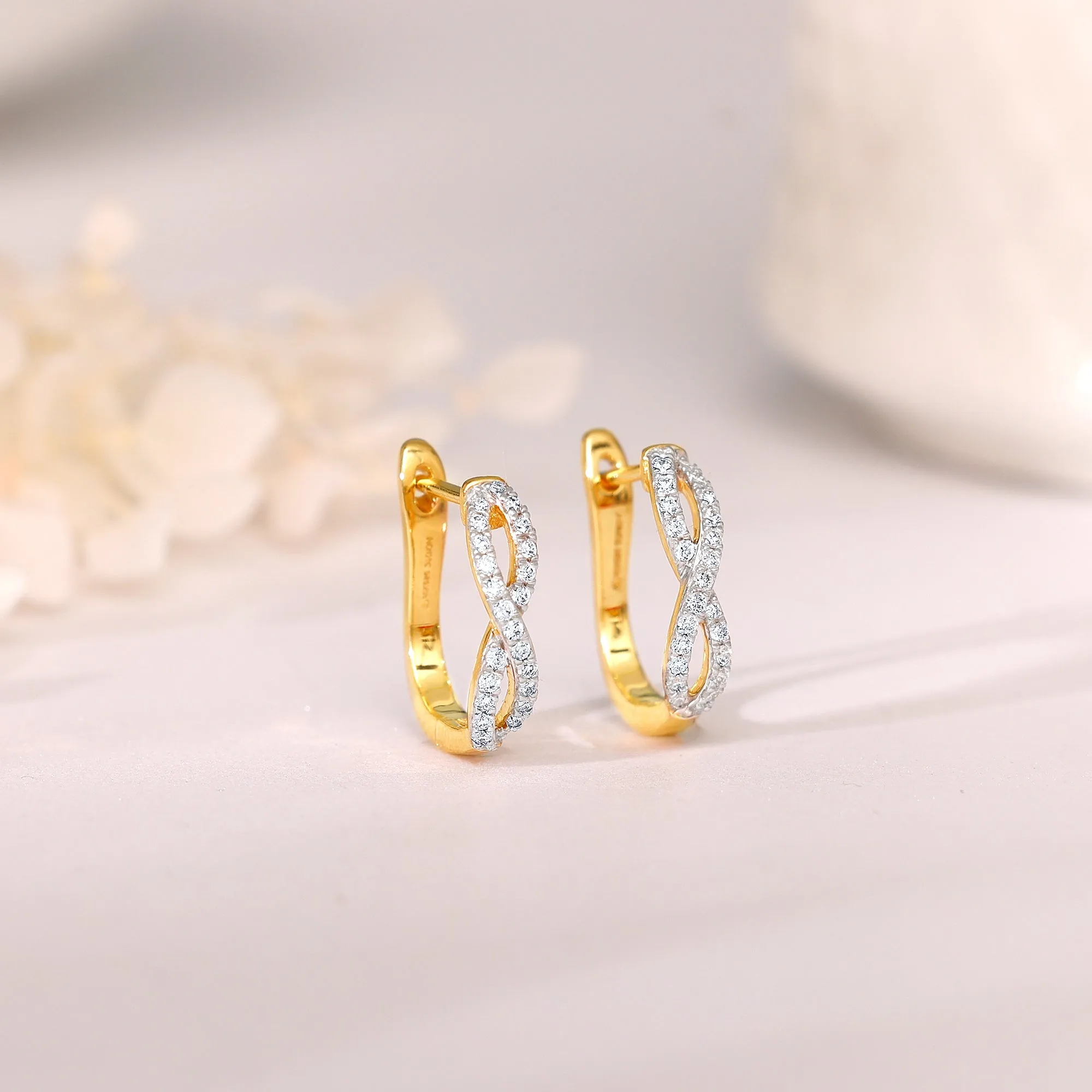 Gold Infinito J-Hoop Diamond Earrings Giva