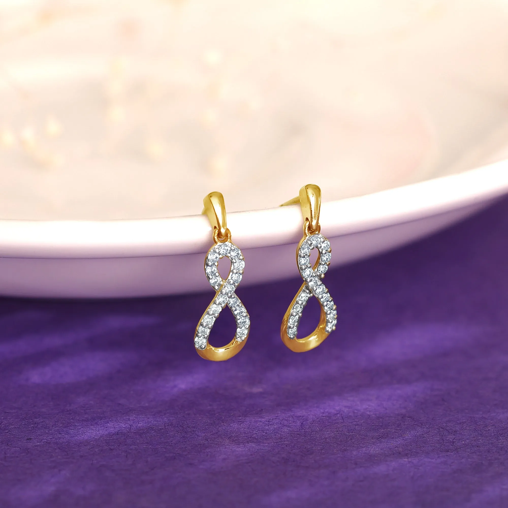 Gold Infinity Glow Diamond Earrings Giva