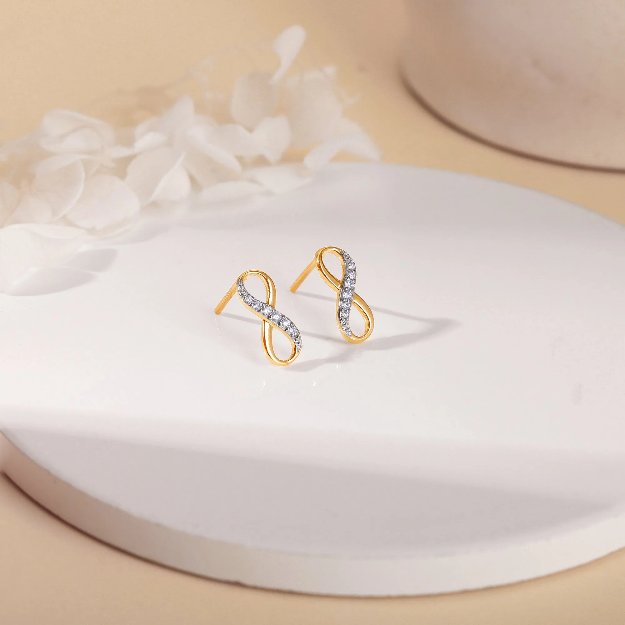 Gold Infinity Grace Diamond Stud Earrings Giva