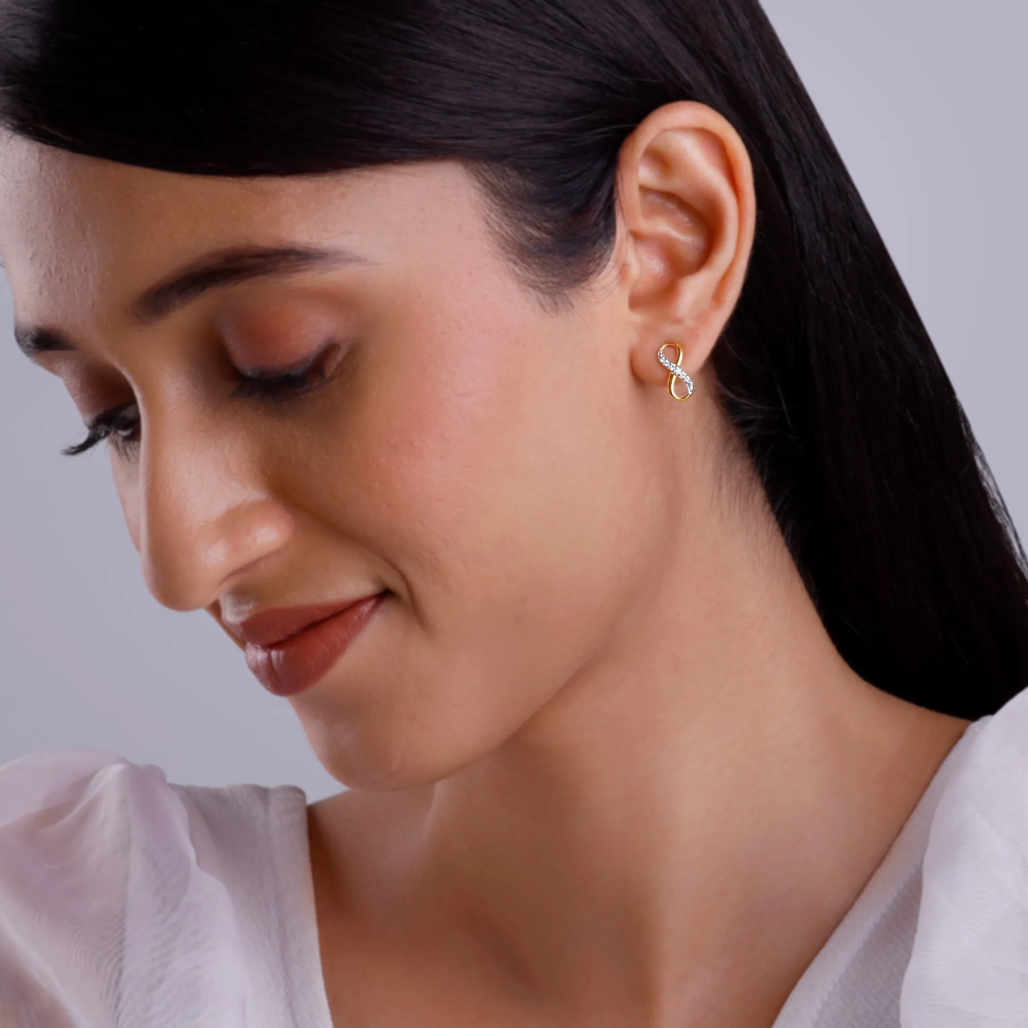 Gold Infinity Grace Diamond Stud Earrings Giva